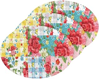 Rose Flower Butterfly Kitchen Sponges Tartan Check Floral Cleaning Dish Sponges Non-Scratch Natural Scrubber Sponge for Kitchen Bathroom Cars,pack of 3