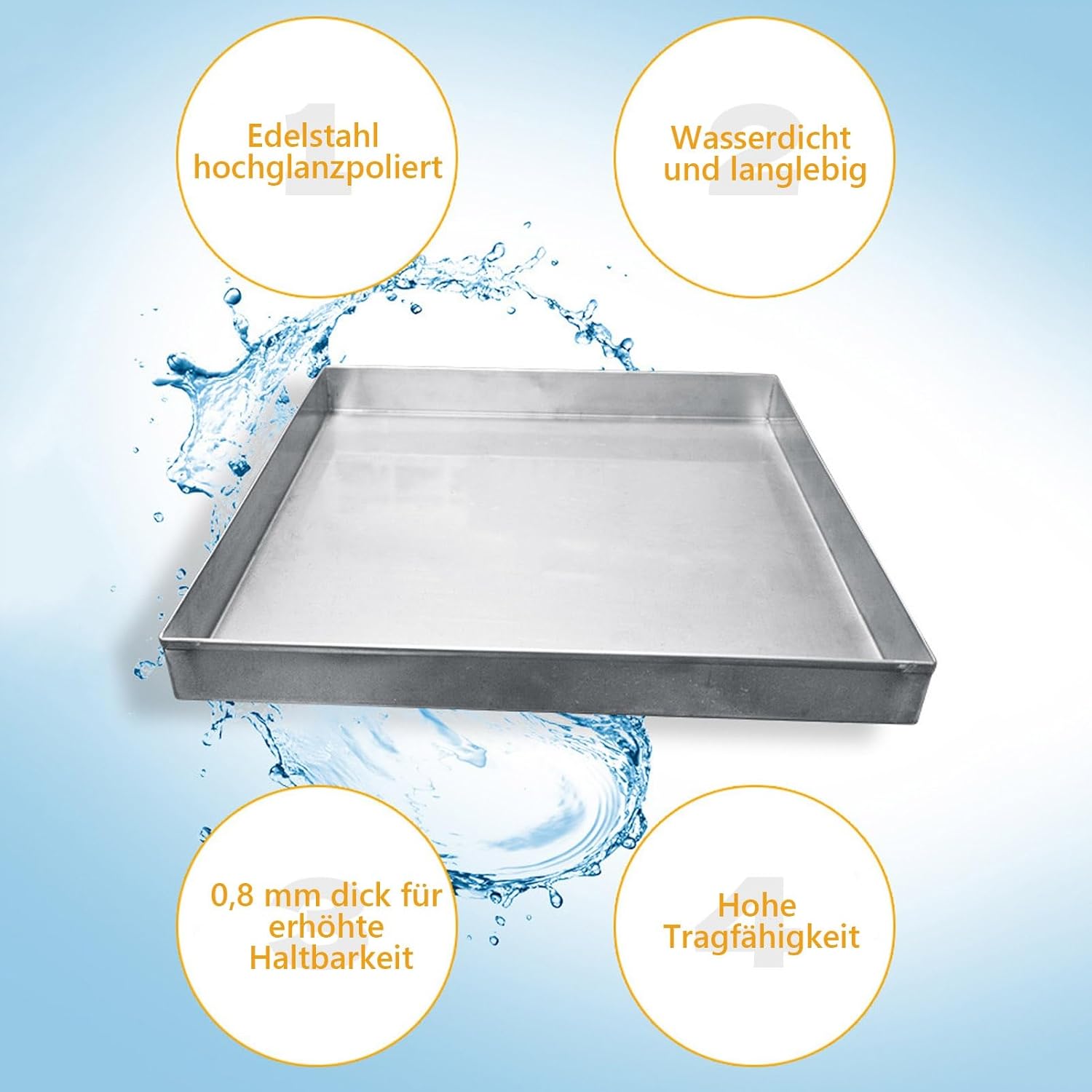 304 Stainless Steel Washing Machine Tray, Dishwasher Drain Pan, Leak-proof Washer Drip Tray for Floor Protection, Various sizes(60x40x5cm)