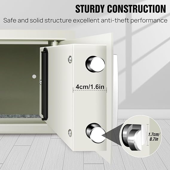 Digital Safe Box Fireproof Waterproof Safety Electronic Security Steel Money Cash Home Office Digital Safe 8.5L White