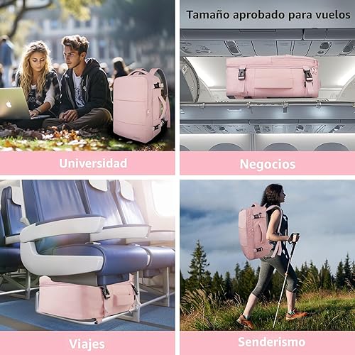 Miniatura 10 de Taygeer TSA - Mochila de viaje para mujer, mochila de mano con puerto de carga USB y bolsa para zapatos, mochila para laptop de 15.6 pulgadas,