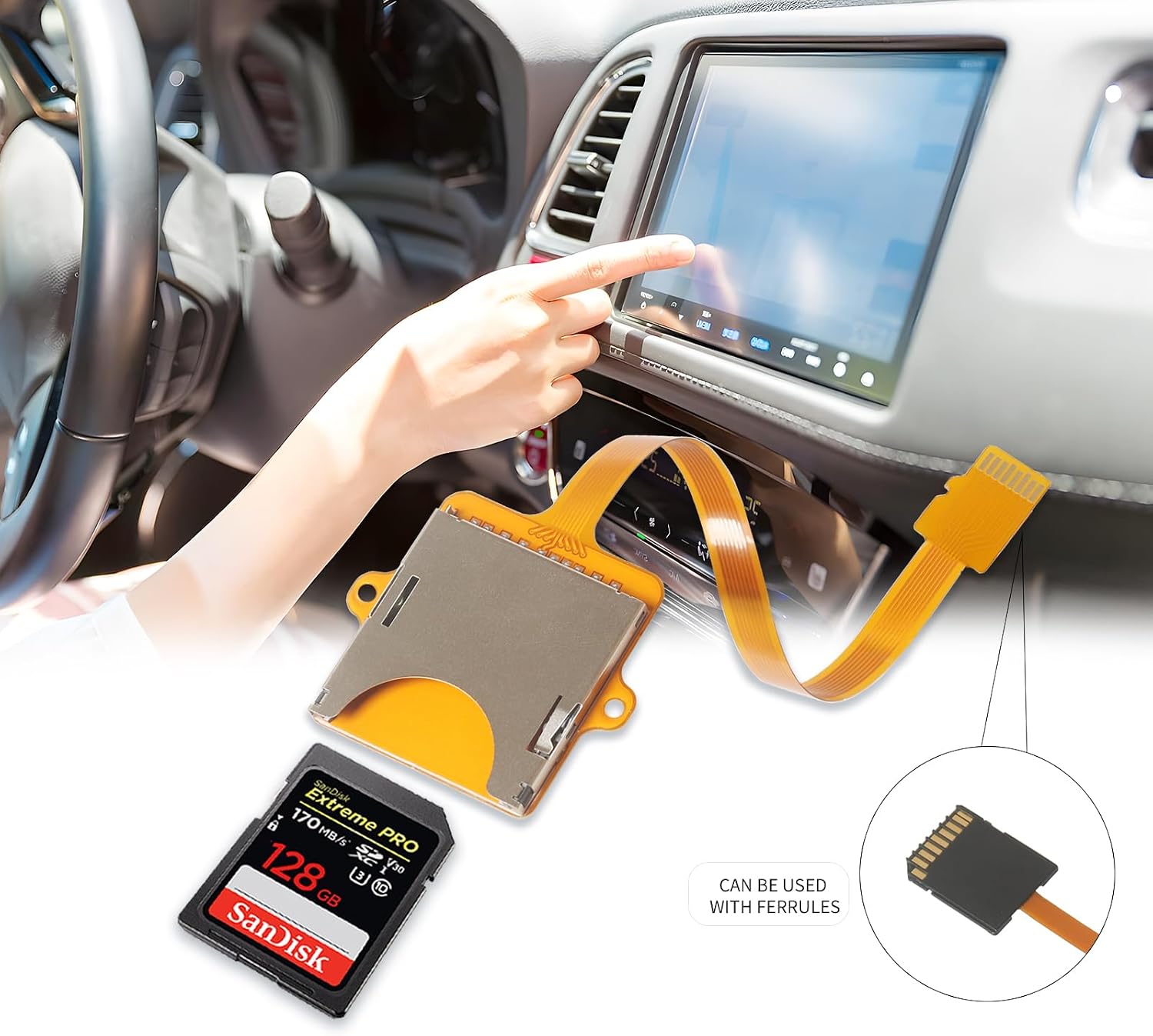 Micro SD Card to SD Card Extension Cable 3D Printer Adapter Cable FPC Material Memory Card Male and Female Adapters with Screw Holes Designed for Memory Cards Size External Conversion 3.9 in./15cm