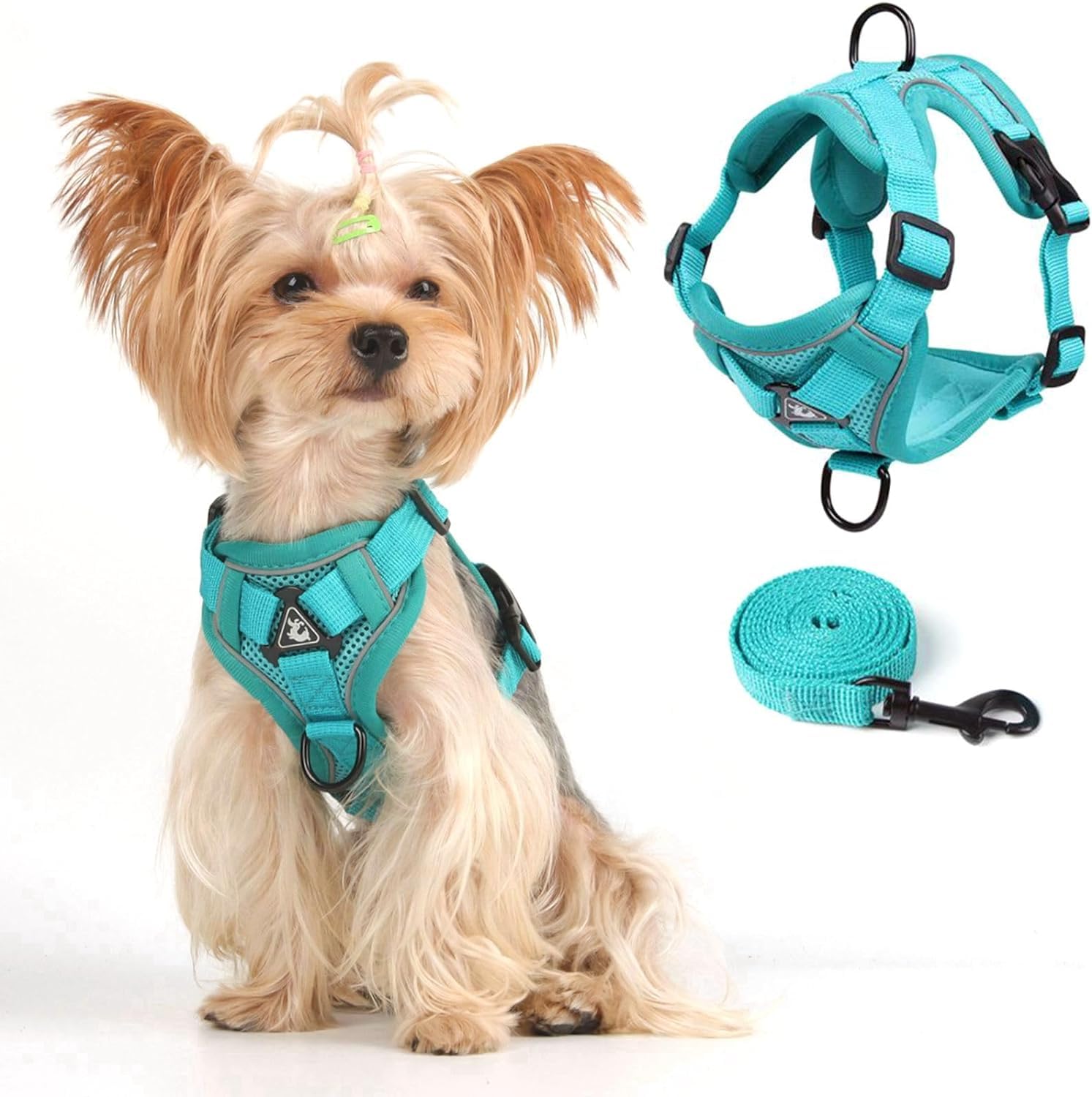 Vest Harness Leash Set for Small Dog Large Cat Upgraded Escape Proof Adjustable Jacket with Lead for Puppy Fat Cat Outdoor Walking Soft Breathable Mesh Coat with Reflective Strip for Dark XL Green