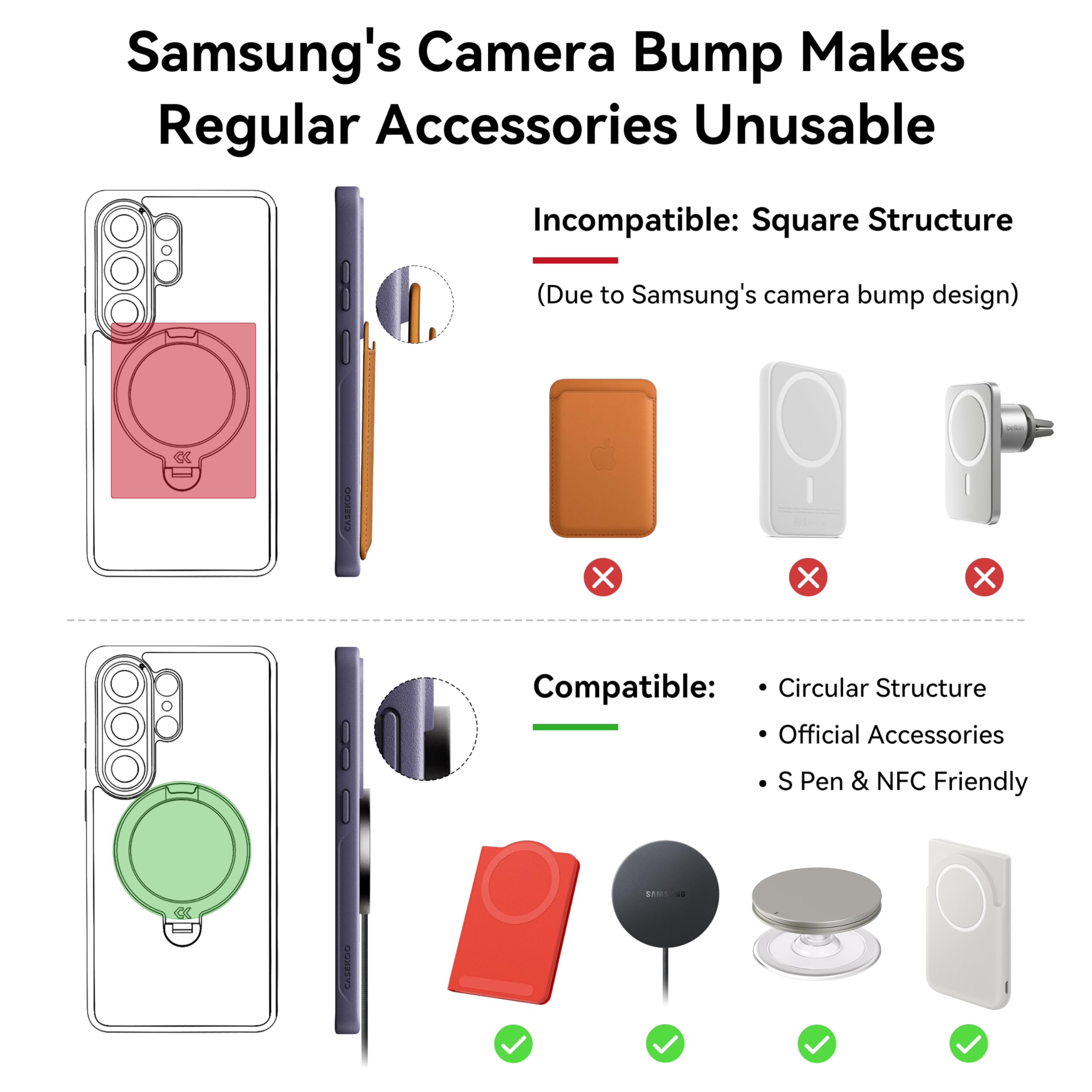 CASEKOO Offizielles Schwarz für Samsung Galaxy S26 Ultra Hülle, 6,9 Zoll