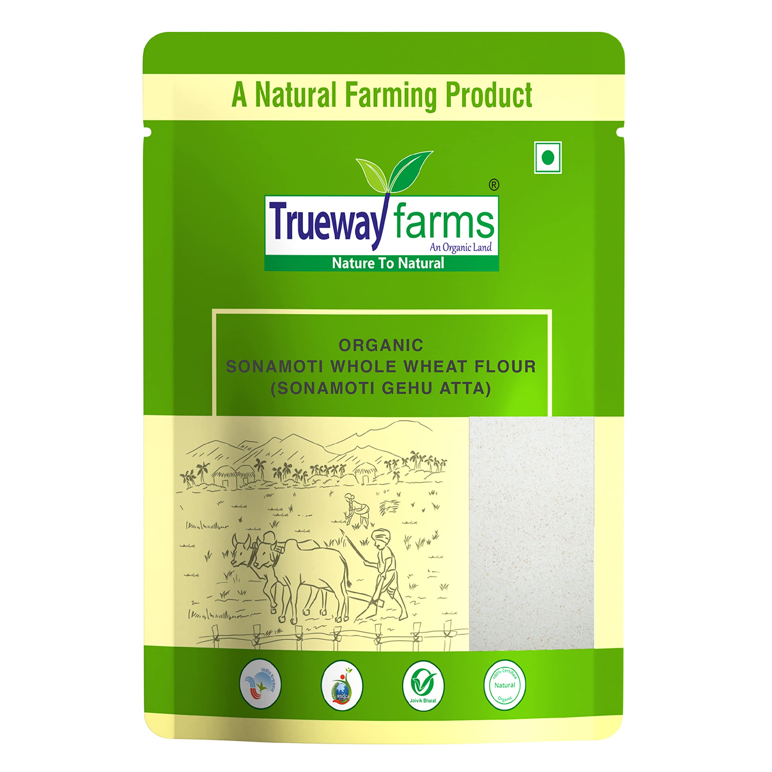 TRUEWAY FARMS - AN ORGANIC LAND -NATURE TO NATURAL Sona Moti Whole Wheat Flour(Sonamoti Gehu Atta)5 Kg-Sugar Free Wheat Flour (B099RT1JY4) Amazon Price History, Amazon Price Tracker