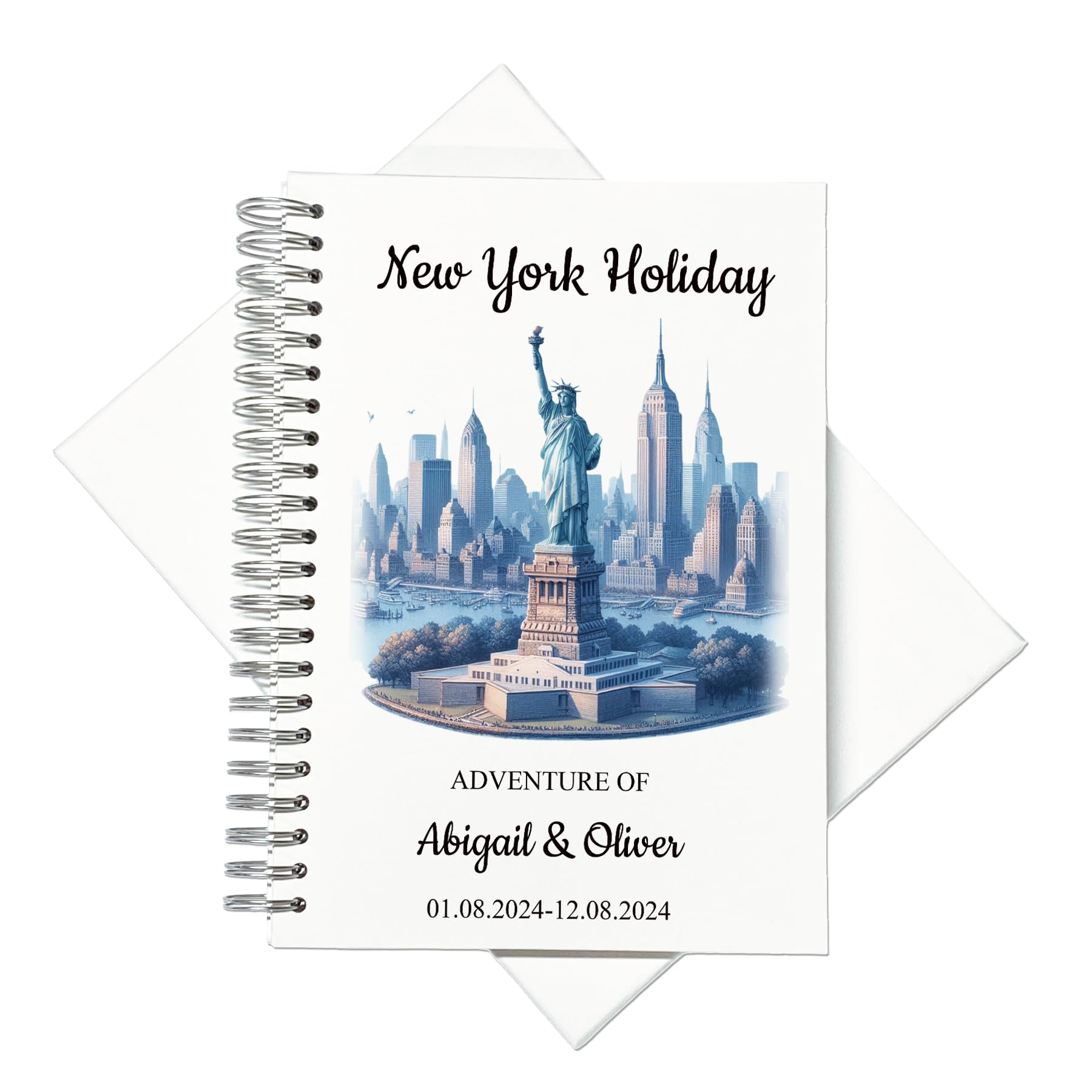 Personalised New York Holiday Memory Scrapbook Journal Photo Albums (Statue of Liberty, A4 Portrait)