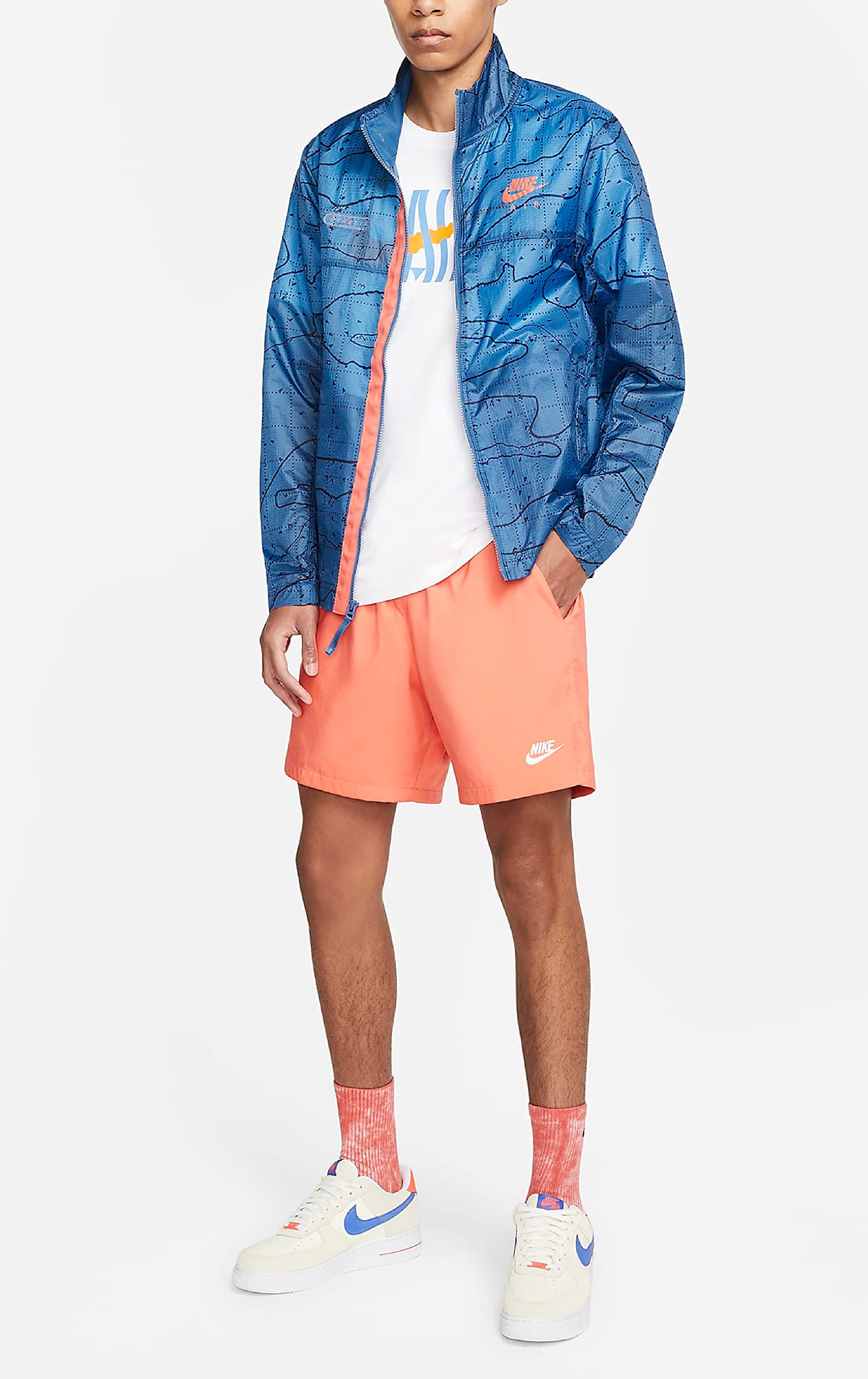 Nike Air Men's Woven Unlined Jacket (X-Large, Dark Marina Blue/Madder Root)