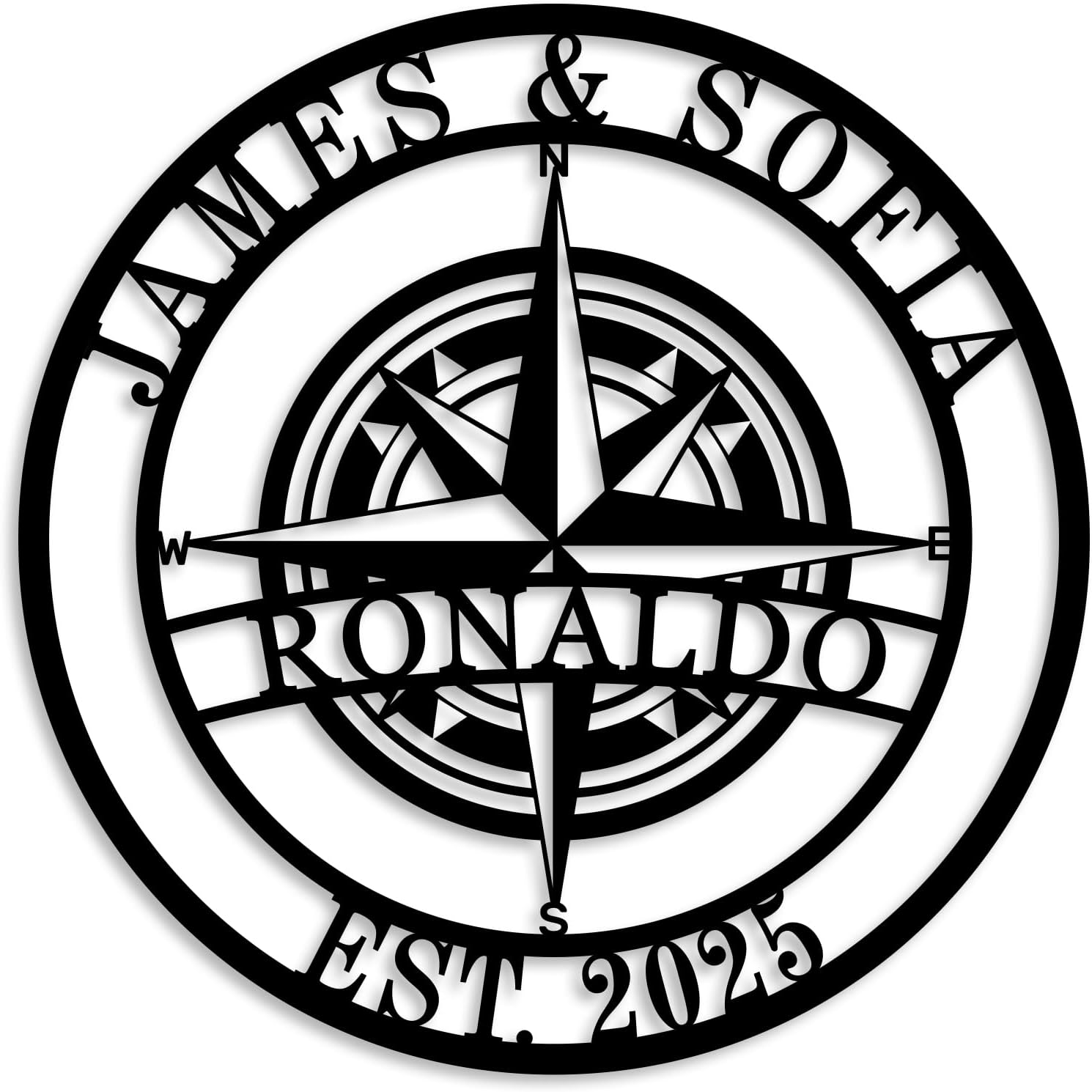 Personalized Compass Metal Sign Nautical Compass Wall Decor Personalized Name Signs for Home Decor Personalized Family Name Sign Custom Last Name Metal Sign Outdoor Large Metal Sign Housewarming Gift