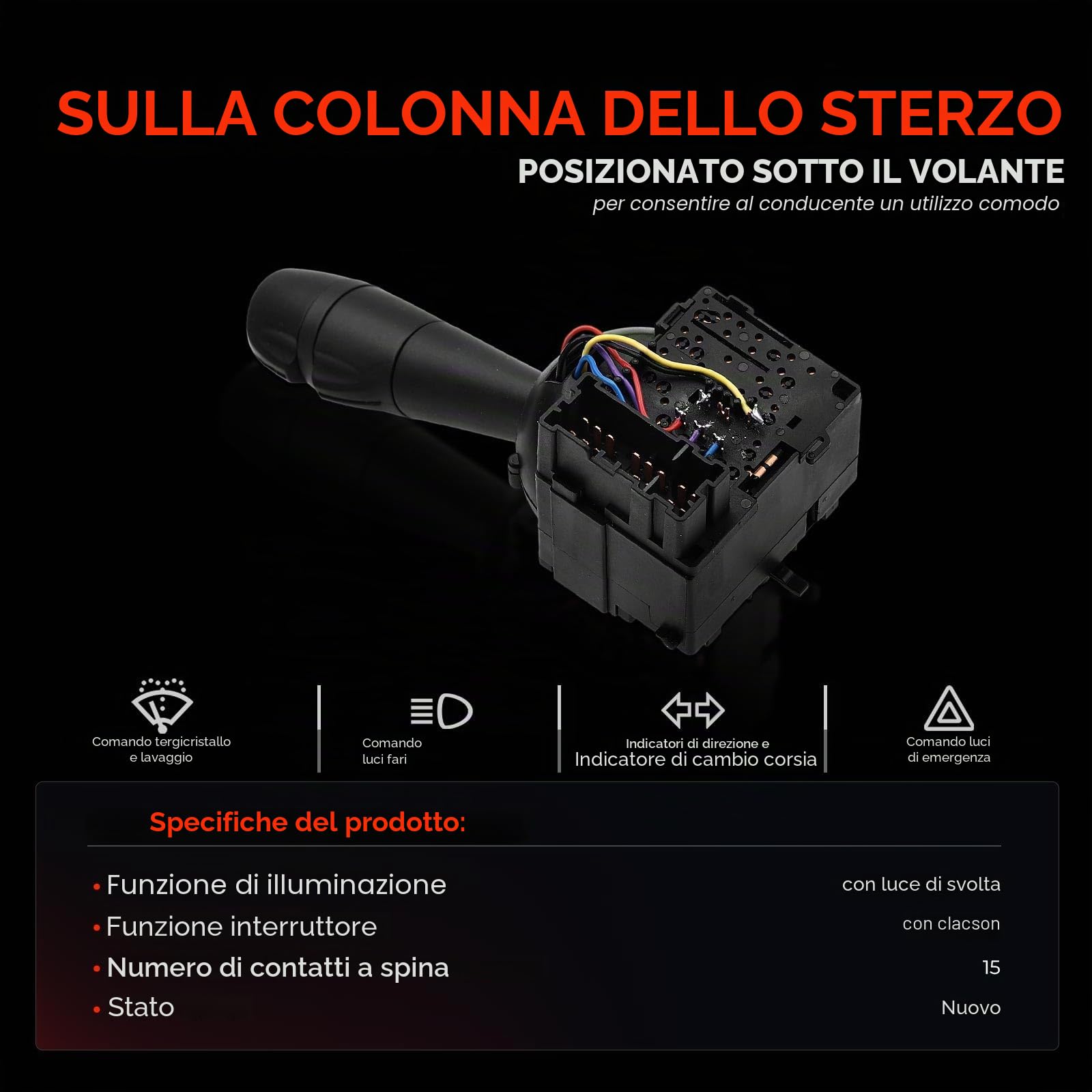 Frankberg Interruttori combinati Interruttori sul piantone dello sterzo 1a 5 poli Compatibile con S.a.n.d.e.r.o II Logan MCV II Dokker MPV KE Lod JS Duster HS Replace# 8201167988