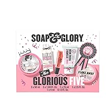 Soap & Glory The Glorious Five Gift Set - Righteous Butter Body Butter, Clean On Me Shower Gel, Flake Away Body Scrub, Vitamin C Face Wash, Pillow Plumping Lip Gloss - Holiday Gift Sets
