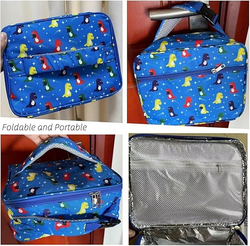 Miniatura 4 de Lonchera aislada con asas dobles acolchadas, portátil y reutilizable, color azul