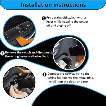 Power Window Master Switch OE 68110870AB 68298870AA DWS2041 | Replacement for Grand Caravan 2012-2015, For Cargo Van 2012-2015, For Chrysler Town & Country 2012-2015, Green Backlight