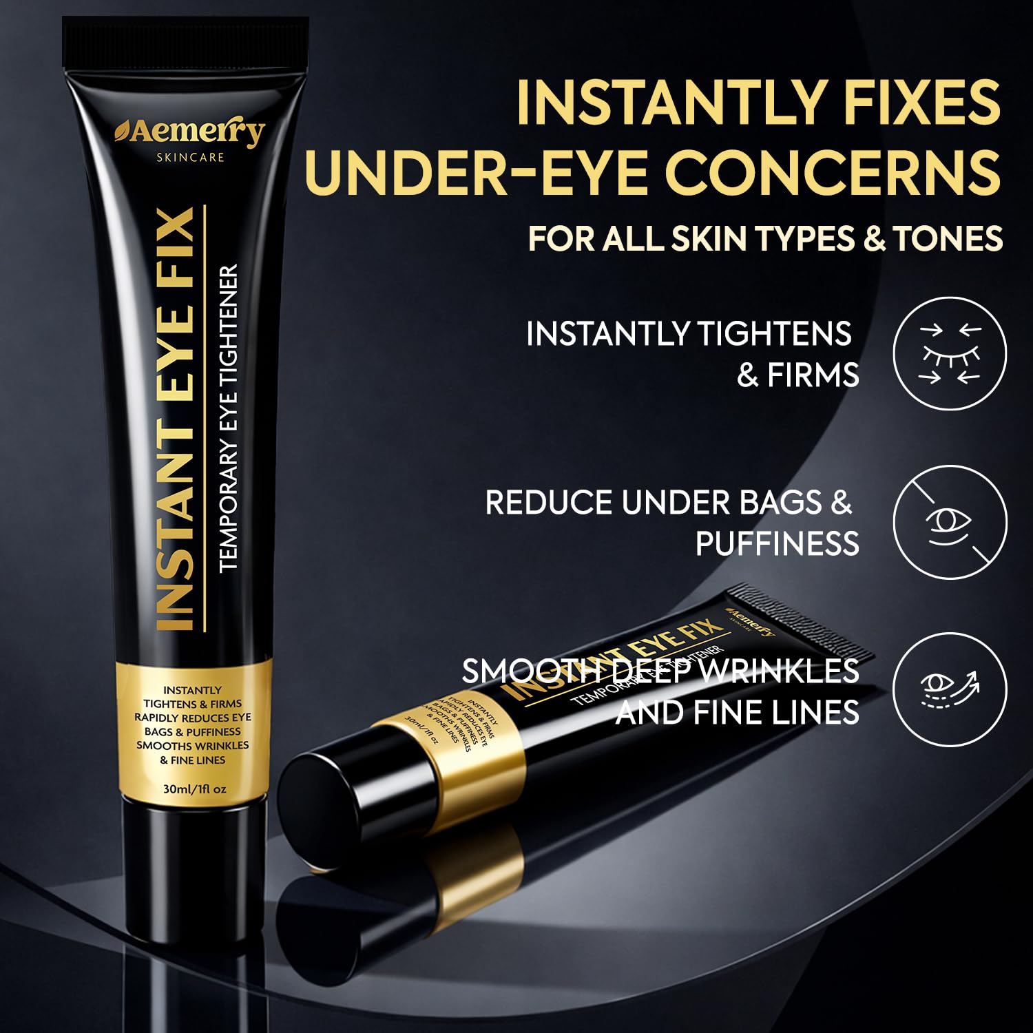 Instant Eye & Face Tightener Cream – Reduces Bags & Puffiness, Smooths Wrinkles & Fine Lines in Minutes, Temporary Lift & Firm Under-Eye Area, Advanced Lightweight Formula for Men & Women, 30 ml - Image 2