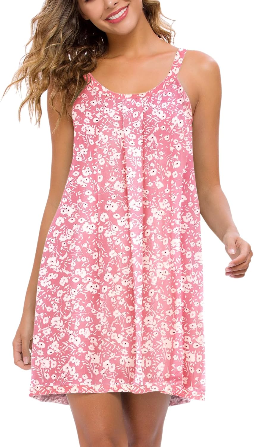 AVIIER Womens Nightgown Soft Cotton Sleeveless Sleep Shirts Wide Strap Nightshirts Full Slip Sleepwear - Image 2