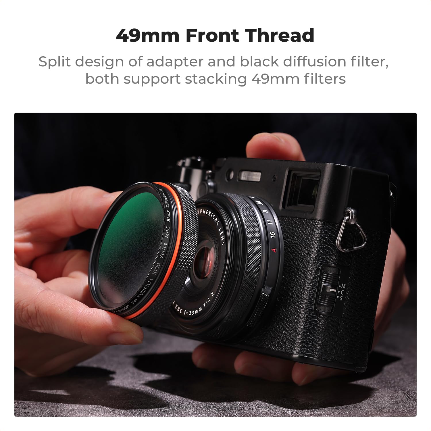 K&F CONCEPT Nano-Xcel Filtro Black-Mist 1/4 + Paraluce + Tappo Comaptibile con FujiFlim X100 Series, Filtro Black Diffusione 1/4 Compatibile con Fujifilm X100 X100S X100F X100T X100V X100VI(Nero)