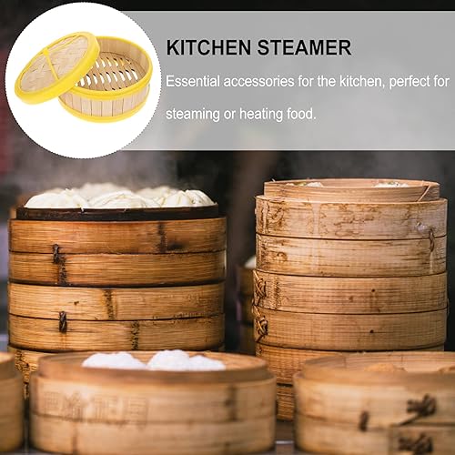 Miniatura 8 de DOITOOL Cesta de vapor de bambú, cocina china con tapa para cocinar albóndigas pescado verduras Dim Sum Bao pan arroz carne pescado 5 pulgadas vapor