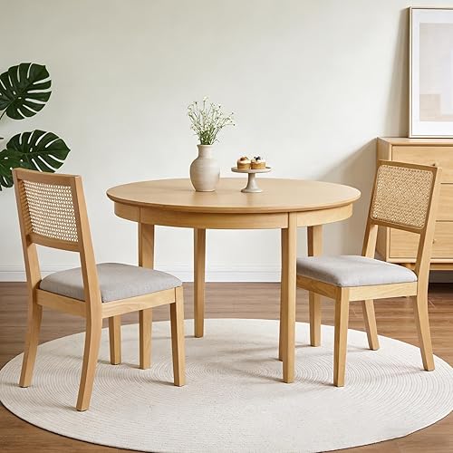 Miniatura 5 de Juego de 2 sillas de comedor de ratán, sillas de comedor de cocina con respaldo de bastón, silla tapizada de ratán moderna de mediados de siglo,
