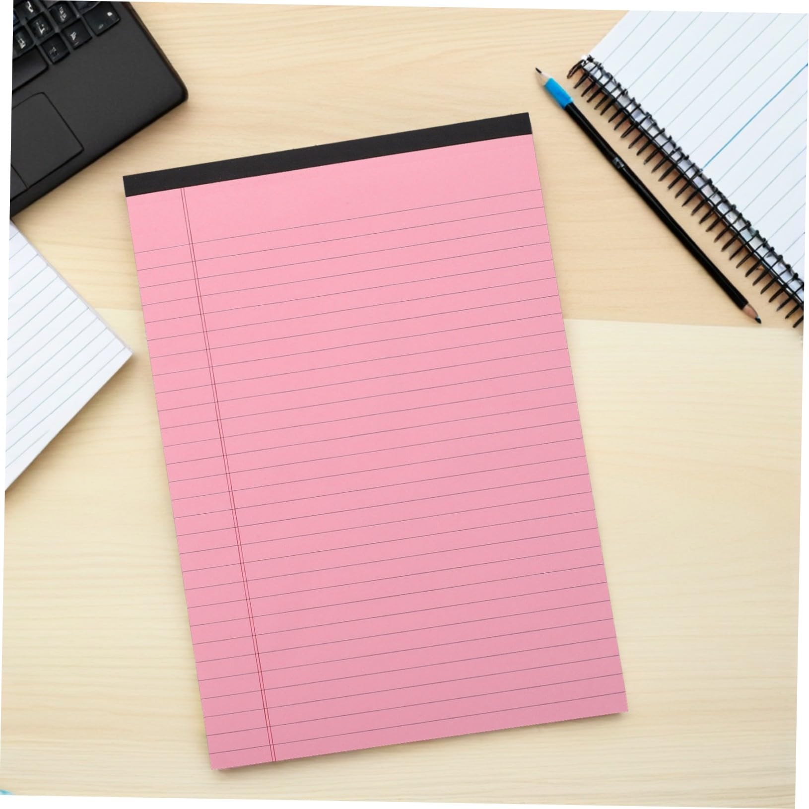 4 Pièces Lot de Carnets Roses à Lignes Horizontales Blocs-notes Déchirables Rechargeables pour Bureau École et Prise de Notes Organisée