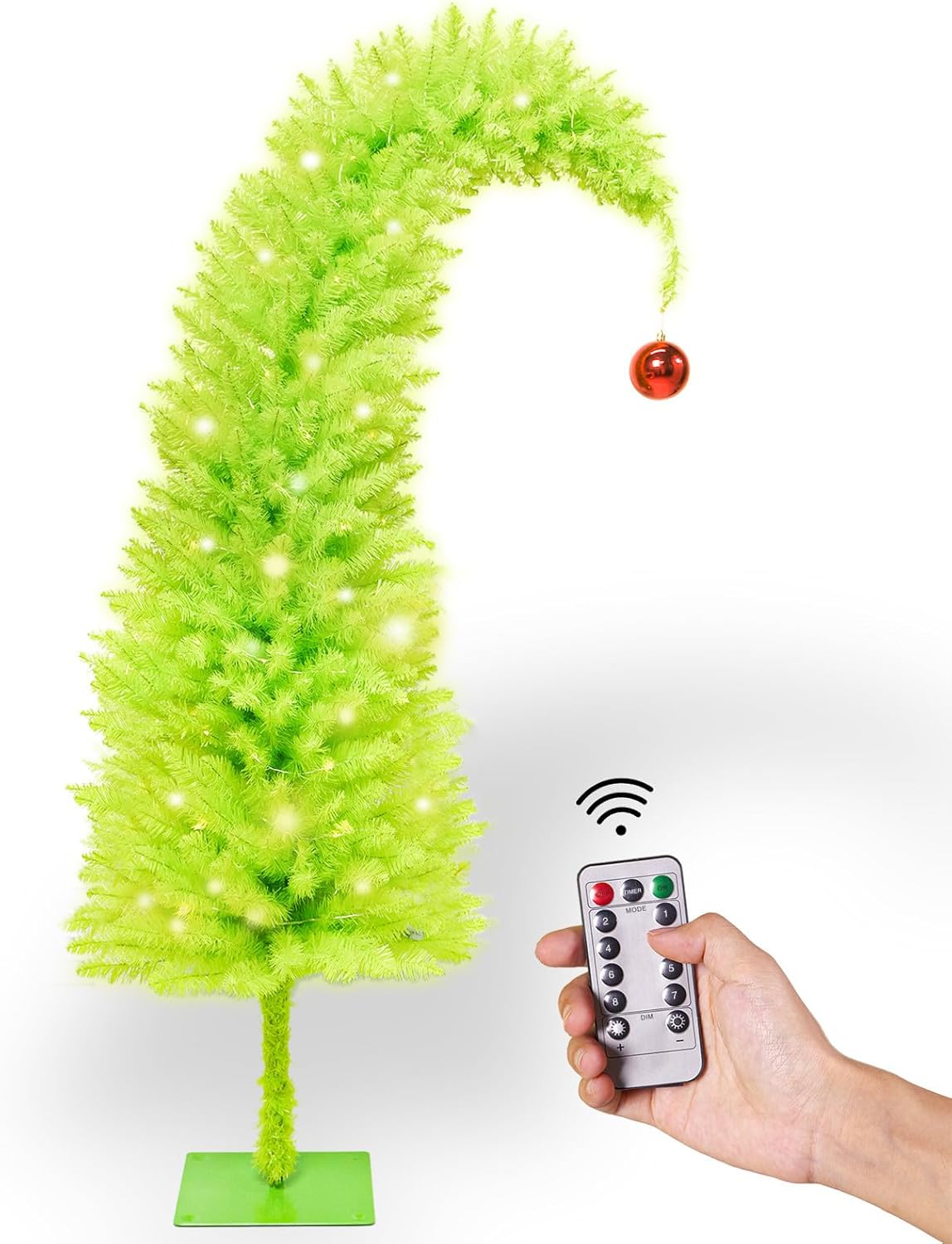 Whimsical Christmas Tree,5FT Artificial Tree with 550 Branch Tips,Christmas Decoration 150 LED Lights with Timer and 8 Functions,Red Ball,Xmas Holiday Deco for Indoor Home Living Room Office