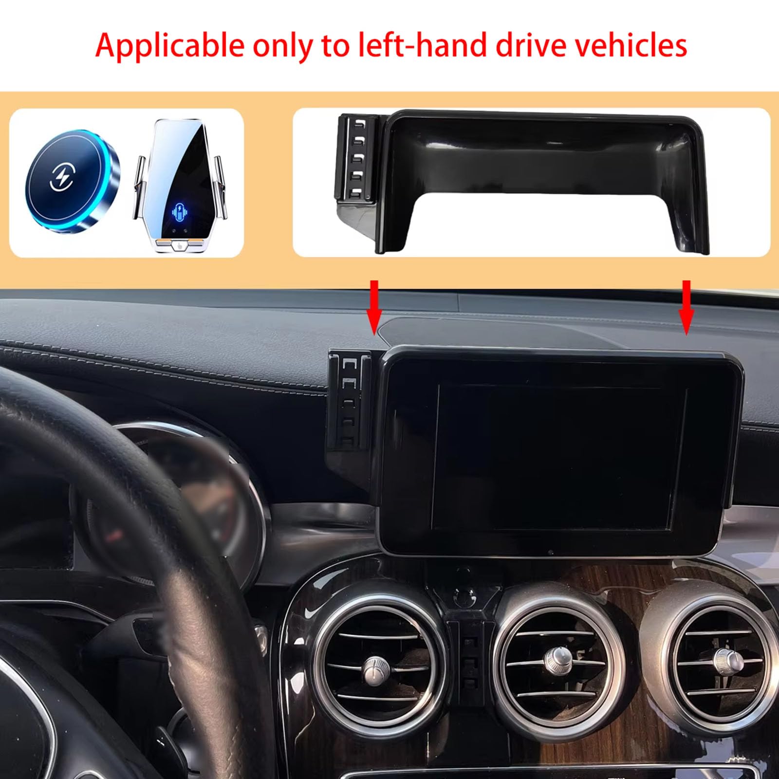 Soporte Móvil Coche para Mercedes-Benz Clase C W205 2016-2019, LHD Soporte para teléfono de Coche
