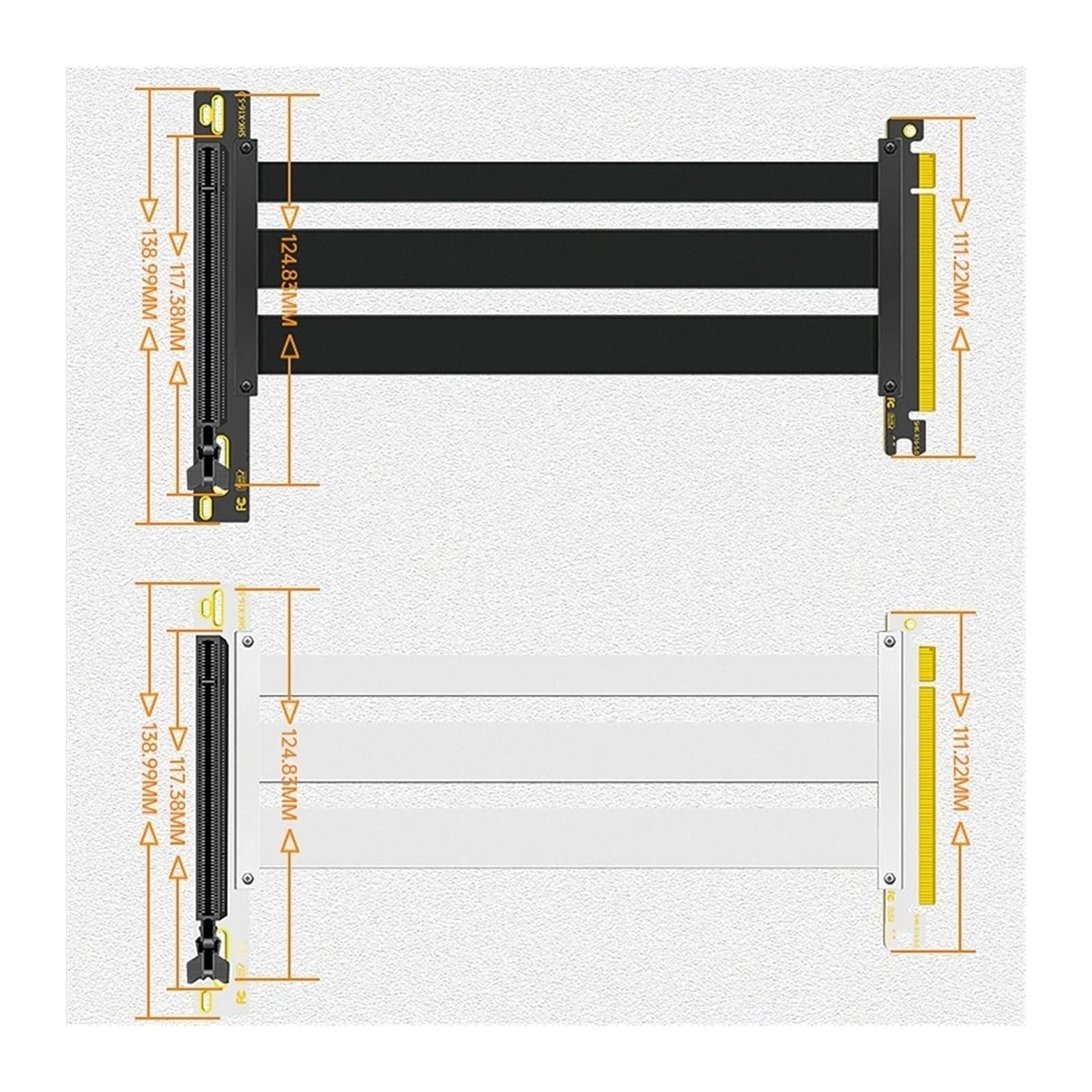 Przedłużacz PCI-E 5.0, kompatybilny z X16 S+A+S-90 stopni, złącze wtykowe PCIe 5-pinowe dokowanie sygnałowe, GEN 5, elastyczny kabel riser (80 cm)