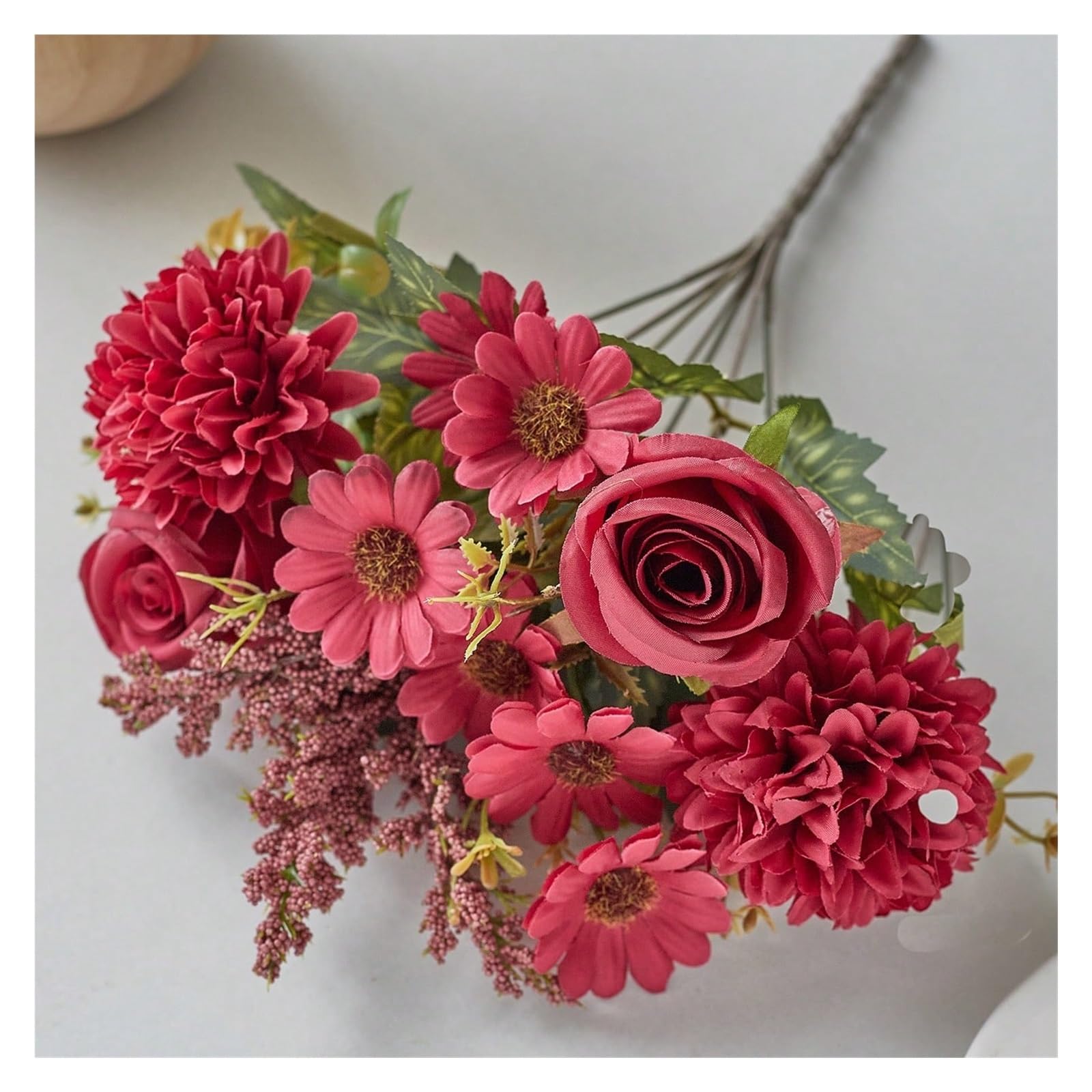 LXLAEOANG Artificial Flower Branches 1/3pcs Artificial Flowers Fake Rose Bouquet Silk Daisy Dandelion(Red,3pcs)