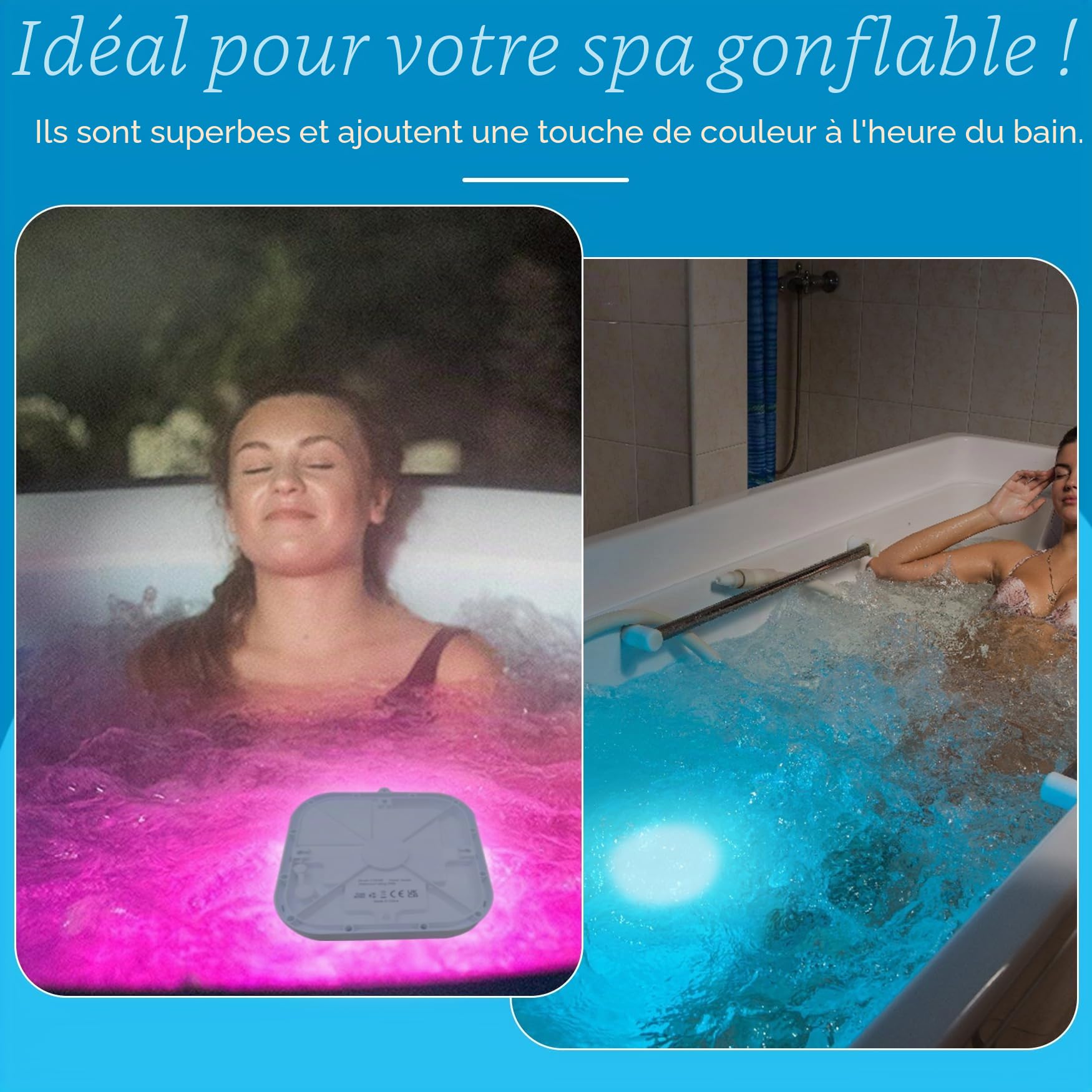 DeeprBlu Éclairage Piscine Sans Fil avec Télécommande, Éclairage Piscine Submersible Rechargeables Lumiere Piscines Hors Sol, Éclairage Piscines Magnétique avec Ventouse,Éclairage Baignoire Sous Marin