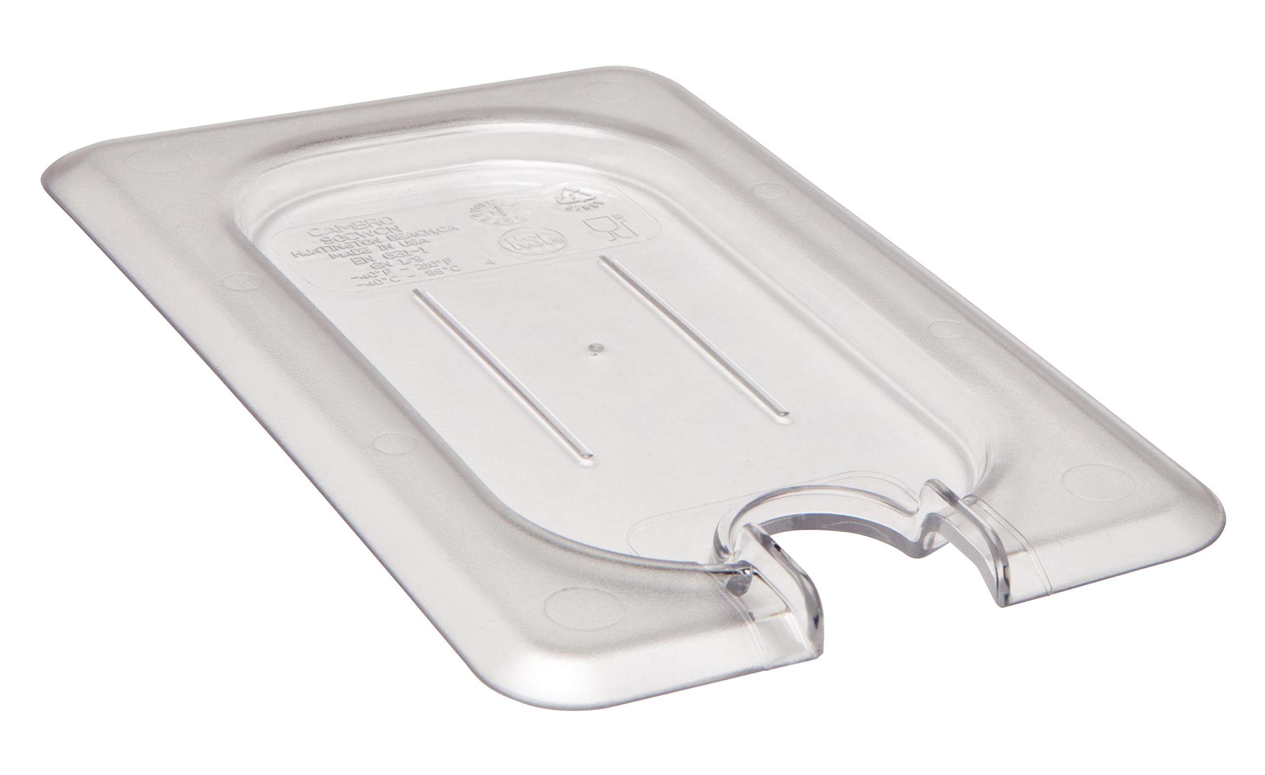 Food Pan Lid 1/9 Camwear Flat Notched Cover Clear by Cambro – 1/9, Plastic, Clear, Pack of 6, Model 90CWCN135