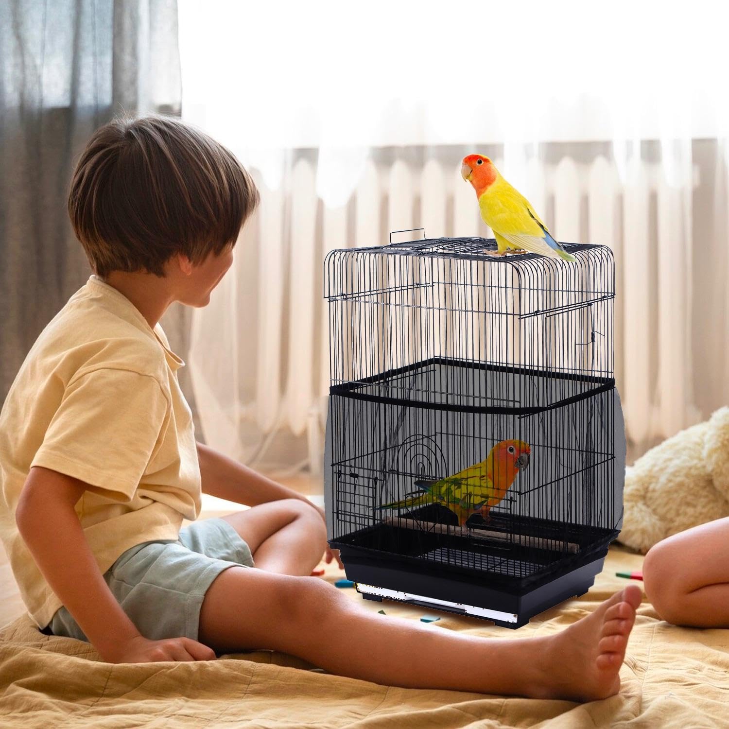 2 Pezzi di Busta per Uccelli, Accessori per Gabbia per Uccelli, Copertura in Maglia A Prova di Polvere di Uccelli, Busta Elastica degli Uccelli, Busta per Uccelli A Rete.