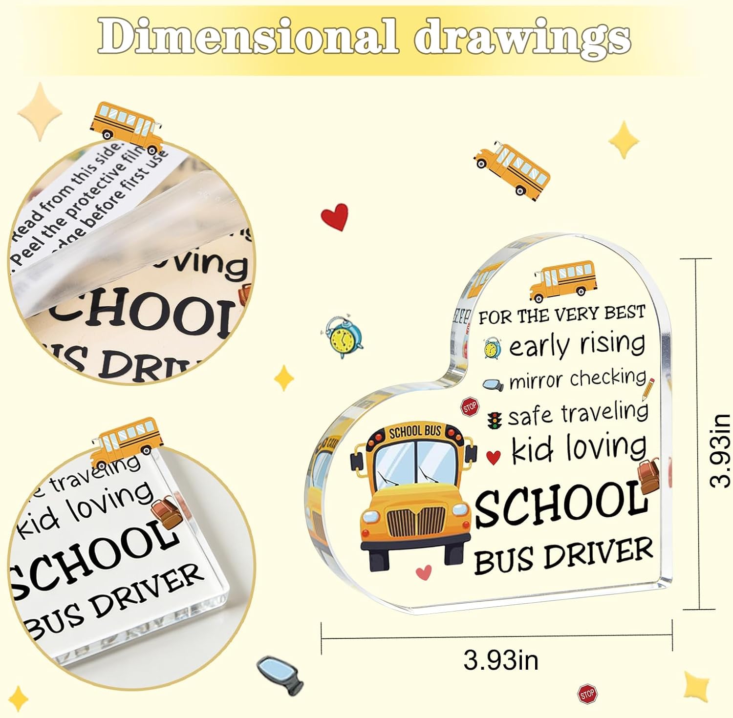 School Bus Driver Appreciation Gifts Thank My Drivers Acrylic Sign Back to School Gift from Students to Bus Drivers Schoolbus Drivers Birthday Retirement Gift - Image 5