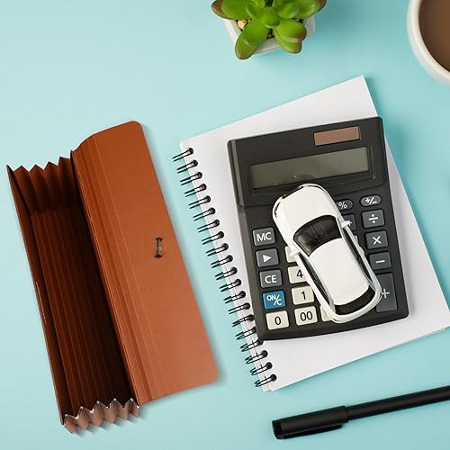 Miniatura 7 de Cartera de archivos expandible resistente de 3.5 pulgadas, bolsillo expandible marrón con cierre de cordón elástico y tapa, 12.9 x 5.9 pulgadas para