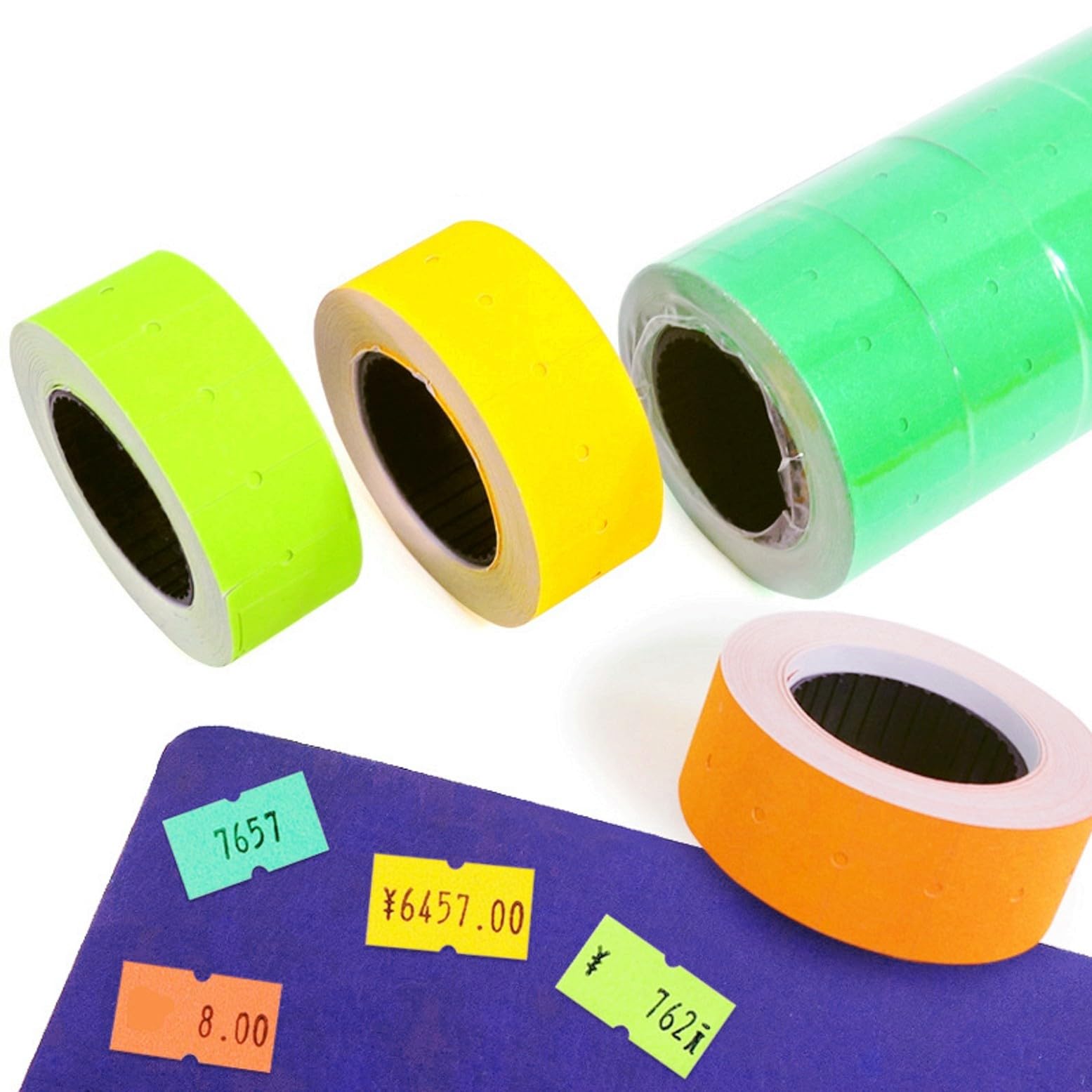 JZK 20 rotoli per un totale di 10.000 etichette per pistola prezzatrice, 21 mm x 12 mm, etichette di carta per prezzatrici, 500 pezzi per rotolo