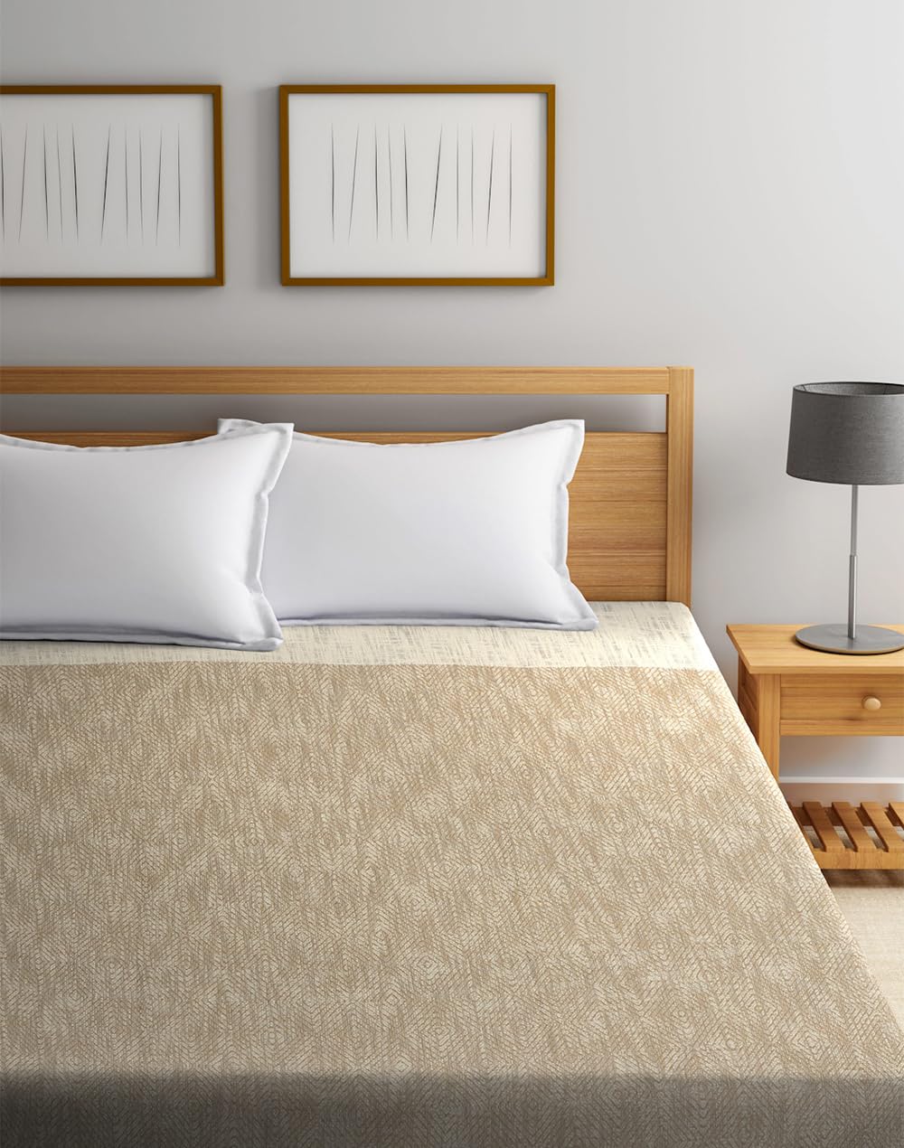 Fabindia Beige Marzia Cotton Double Bed Cover-image-18