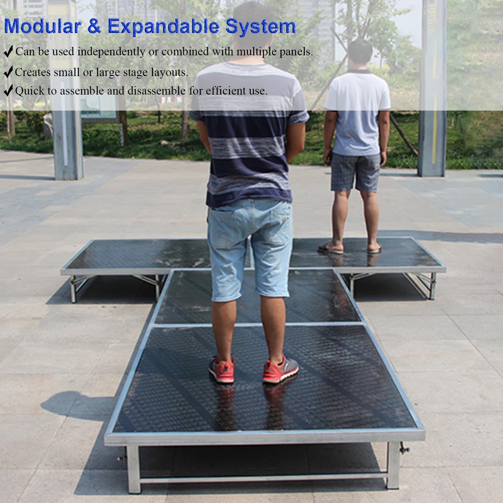 Estrade Plateforme de Scène Pliable et Portable avec Pieds Antidérapants, Scène Modulaire à Hauteur Réglable, Support en Fer Galvanisé + Panneau Composite(H30cm/11 3/4",100x128CM(39 3/8X50 3/8"))
