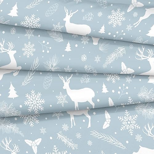 Miniatura 5 de Juego de funda de edredón de Navidad tamaño King, copos de nieve, temática de Navidad, ciervos, estampado de árboles de dibujos animados, funda de