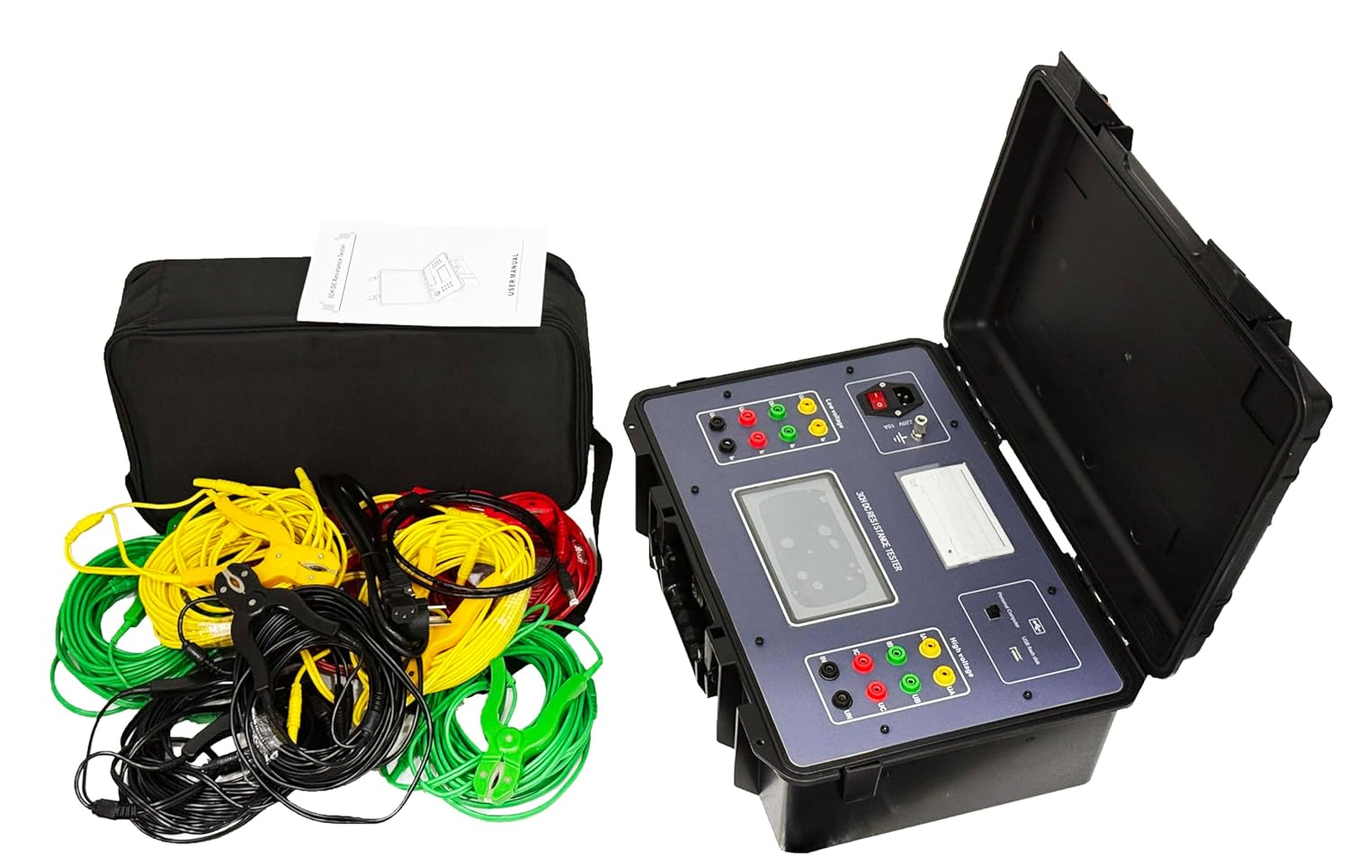 Three Channel Transformer DC Resistance Meter 20.000A 5000Ω with Three-Phase Winding Imbalance Rate Automatically Displayed Temperature Conversion Function Overload Protection Self Discharge Function