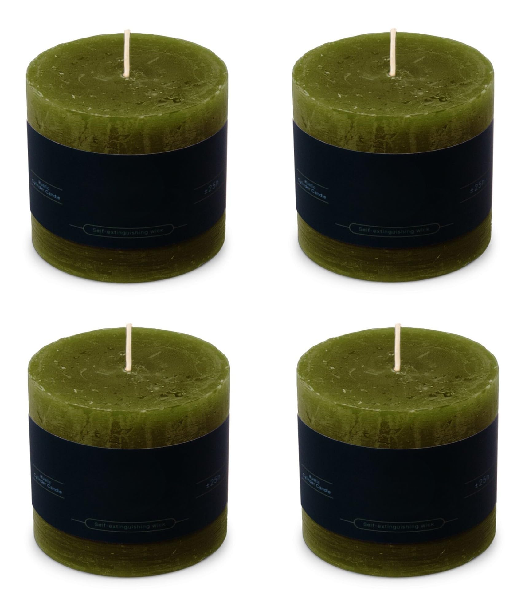 Set di 4 candele rustiche, 7 x 7 cm, durata della combustione: 25 ore, senza fuliggine, per candelabri, candelabri, Natale, decorazione, gastro, matrimonio, candela, corona dell'Avvento, Avvento