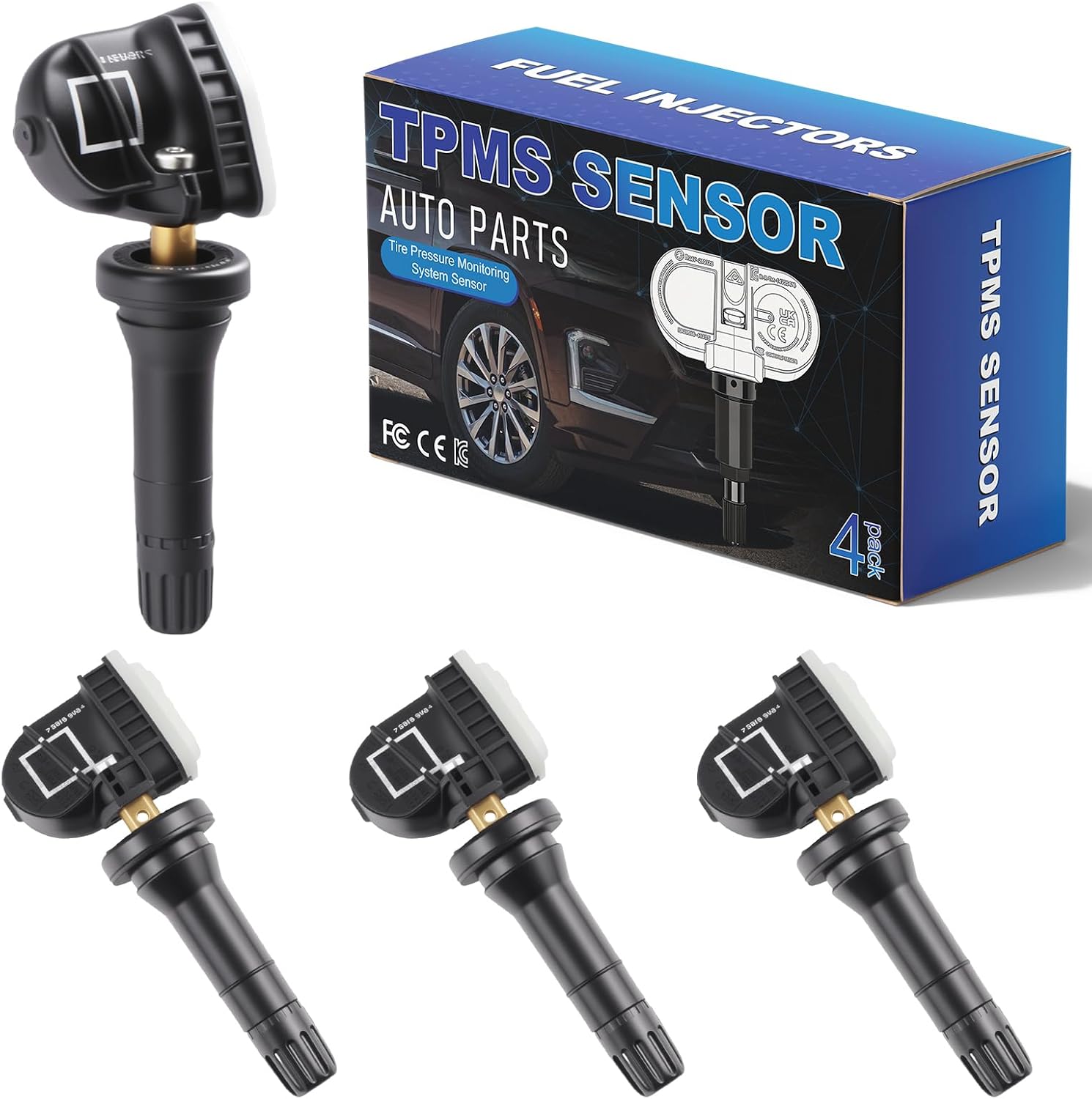 13598771 Upgraded TPMS Sensor Fit for:-Chevy Silverado 1500 2007-2016, Equinox 2007-2022, Malibu 2008-2015; for:-GMC Sierra 1500 2007-2016; for:-Cadillac Escalade 2007-2020 (4 Pack)