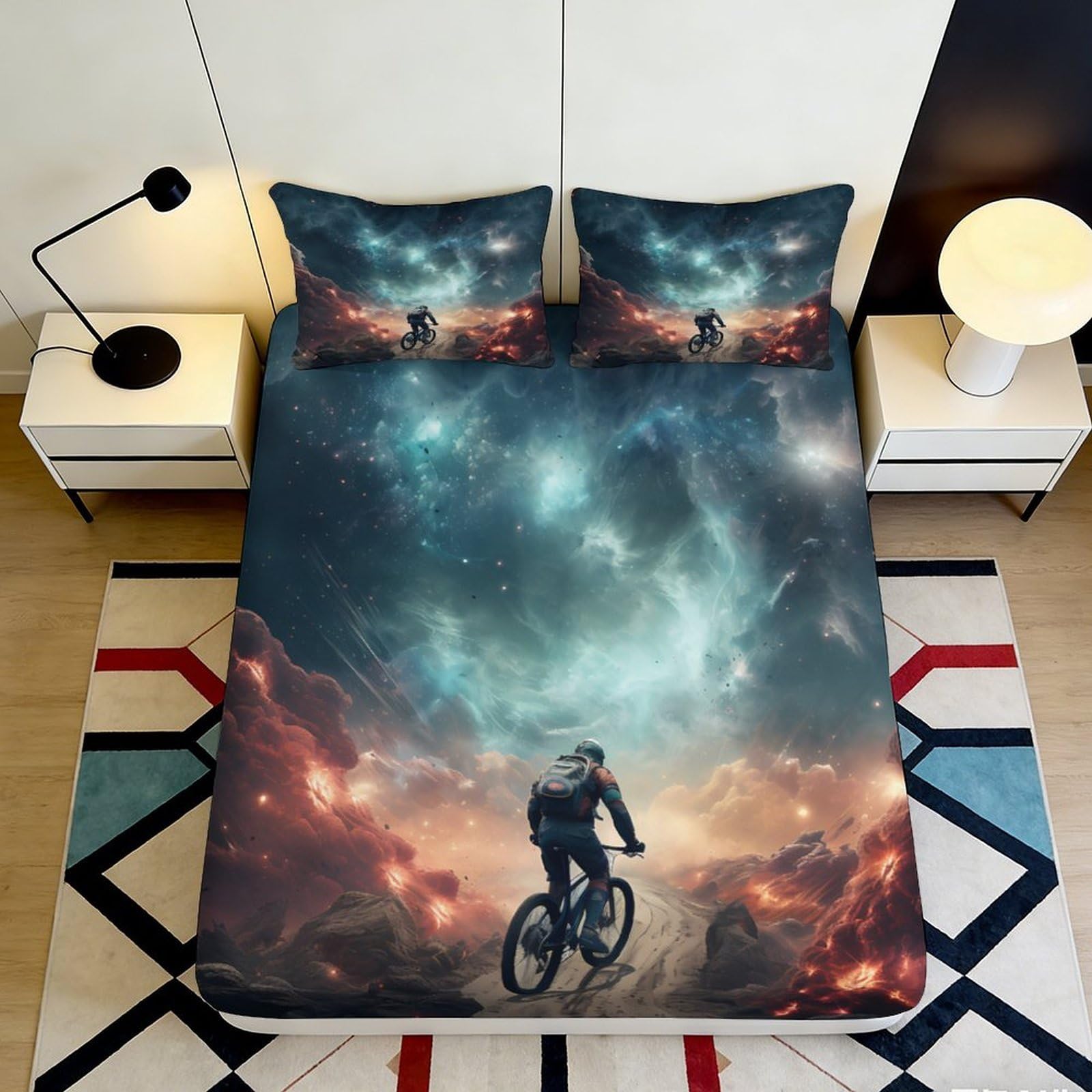 Dhbaneiok Style-8 3D Printed Galaxy Starry Sky Fitted Sheet Microfiber Soft Breathable Cosmic Nebula Mattress Cover For Bedroom Decor 90X200x25cm