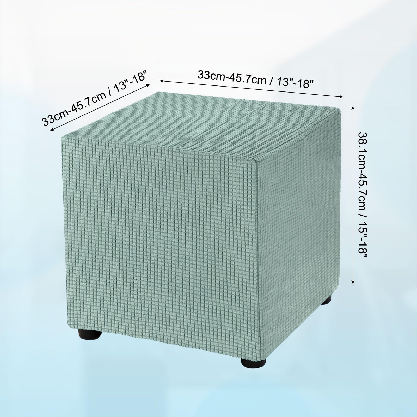 QUARKZMAN Copertura Pouf Quadrata 45,7x45,7x45,7cm in Poliestere Elasticizzato Lavabile Copripouf Elastico Protettivo Poggiapiedi per Soggiorno Camera Letto, Verde Chiaro