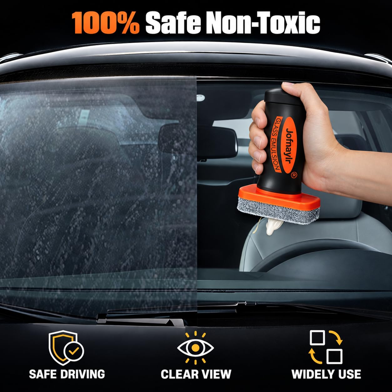 Oil Film Remover for Car Windshields and Windows, Automotive Glass Cleaner