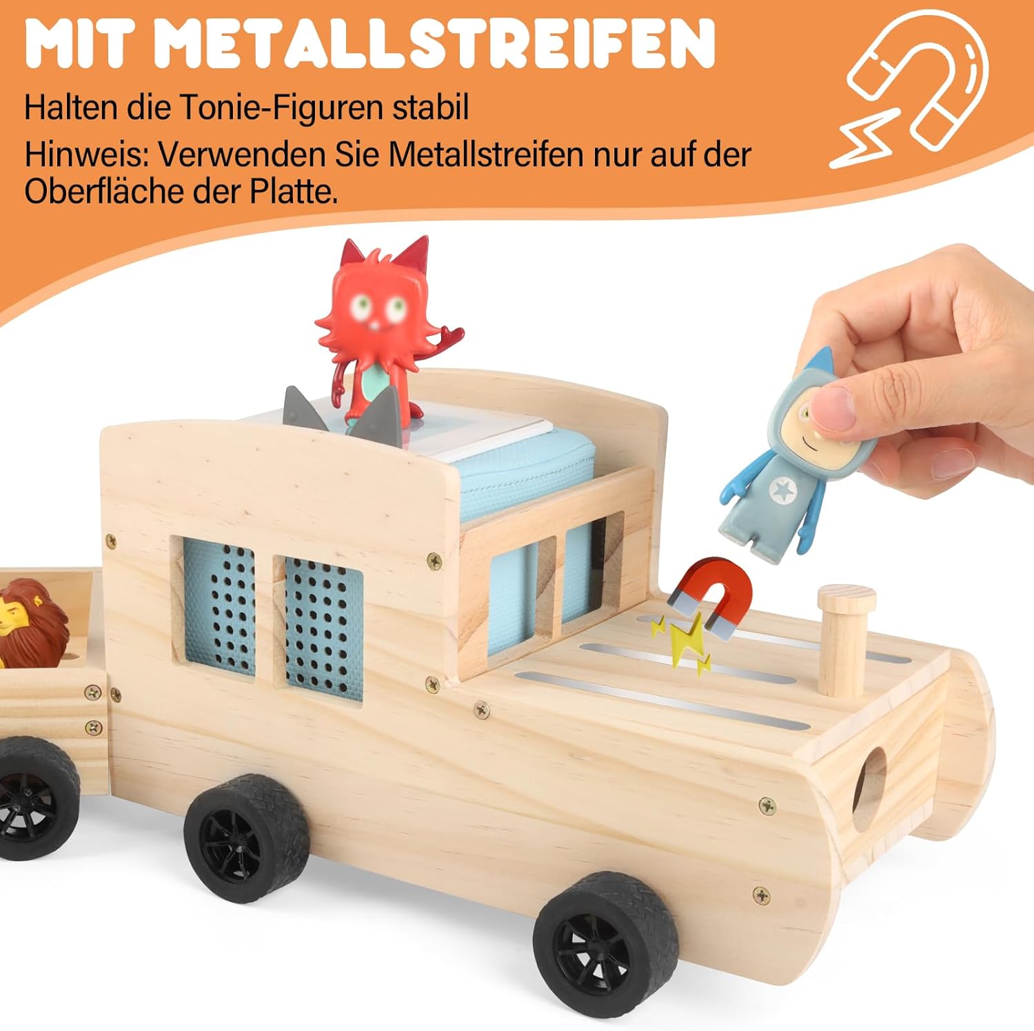 Airplane Toy Storage Shelf for Toniebox(Only Shelf), Figures | Holds 20-50 Tonies Characters with Charging Slot Organizer, Wooden Display Shelf for Bedroom & Playroom