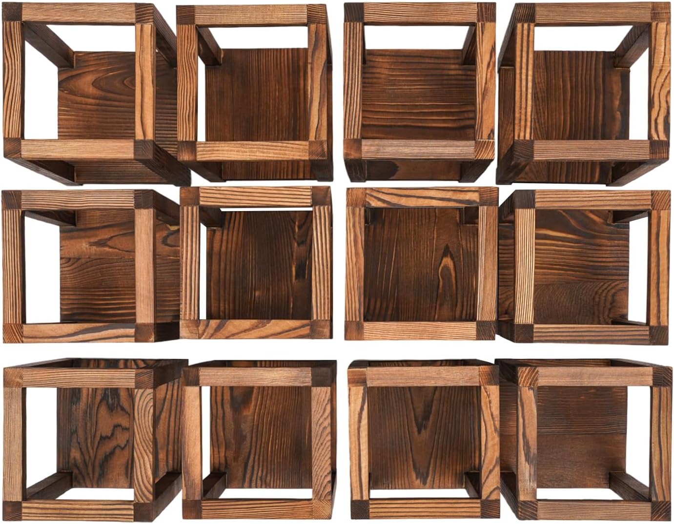 Xuthusman 12 Pcs Wooden Wedding Lantern Centerpiece,10.6 inch Solid Wood Candle Holders Tabletop Farmhouse Decor for Weddings Parties Celebration Activities Banquets