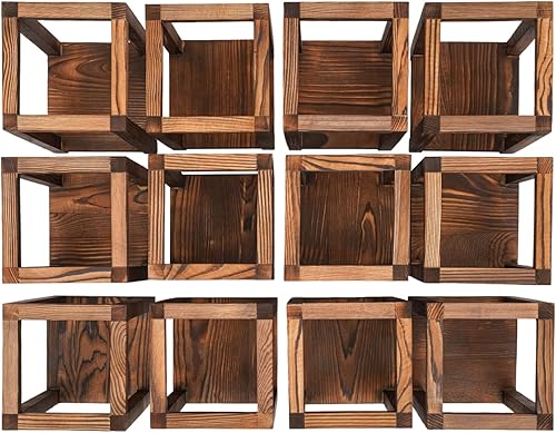 Miniatura 7 de YIYIBYUS 12 candelabros de madera, centro de mesa de madera para boda, decoración rústica de mesa de boda