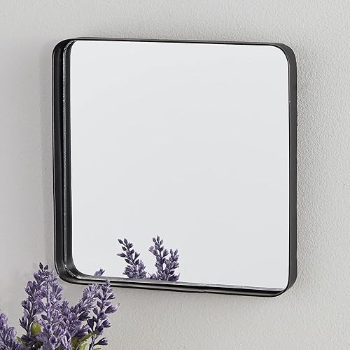 Miniatura 2 de 47th & Main Espejo decorativo de pared con marco de hierro, cuadrado de 7.87 pulgadas, color negro