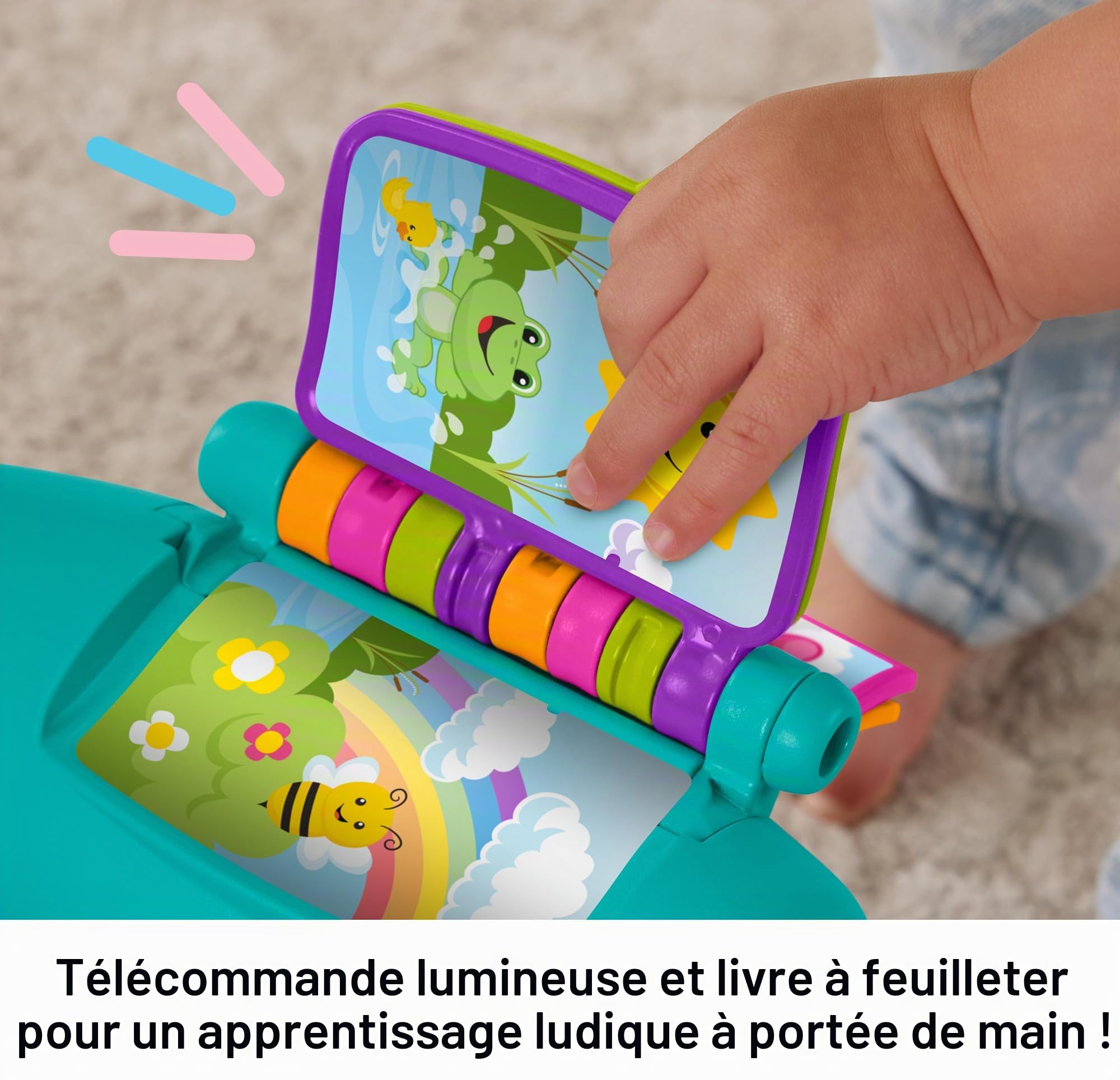 Fisher-Price Laugh & Learn Chaise de scène intelligente avec lumières musicales activités pour tout-petits 1 an bleu sarcelle