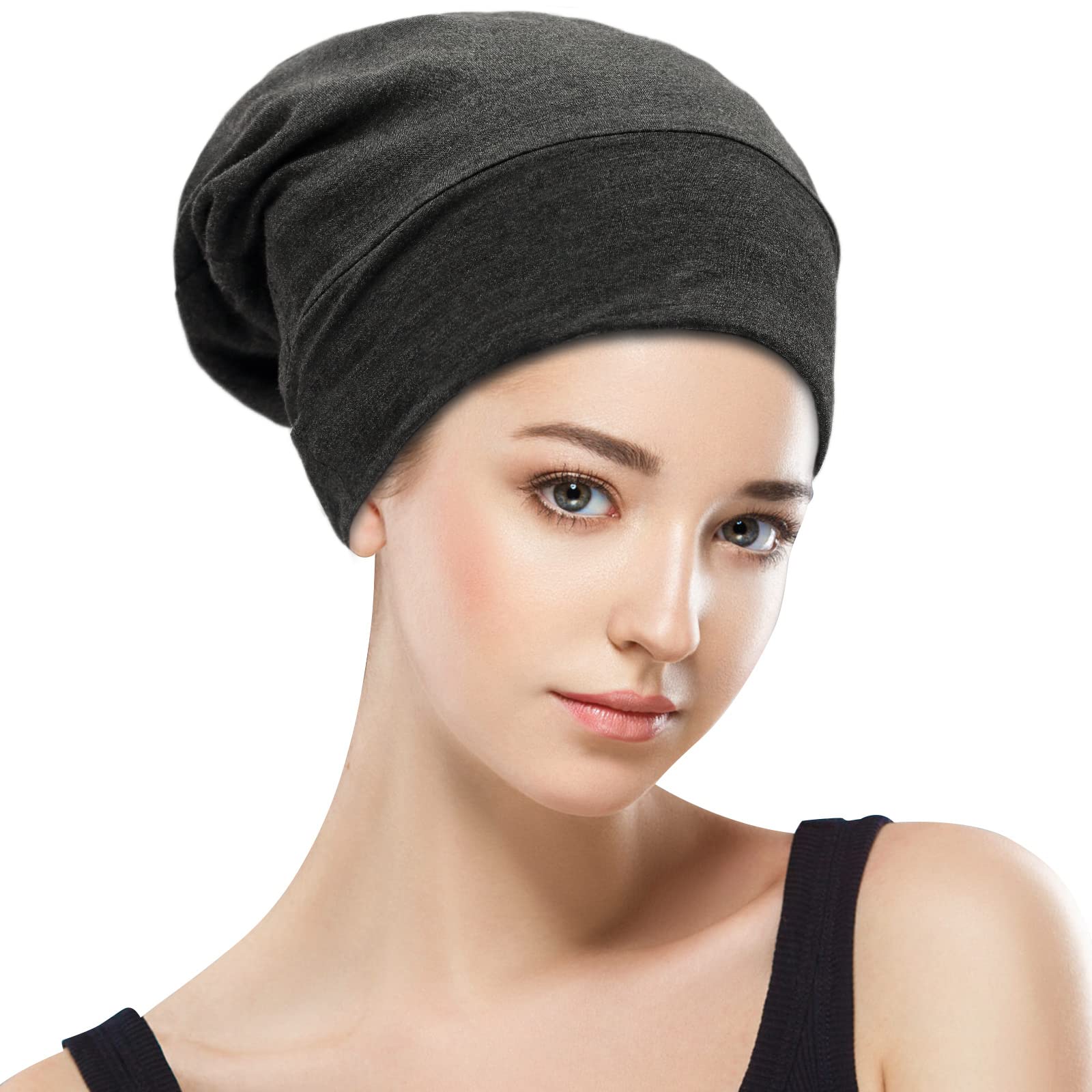 Silky Satin Lined Bonnet Sleep Cap Adjustable Stay On All Night Hair Wrap Cover COOLCHI Satin Bonnet Cap Set for Women - Adjustable Silk  main image 4