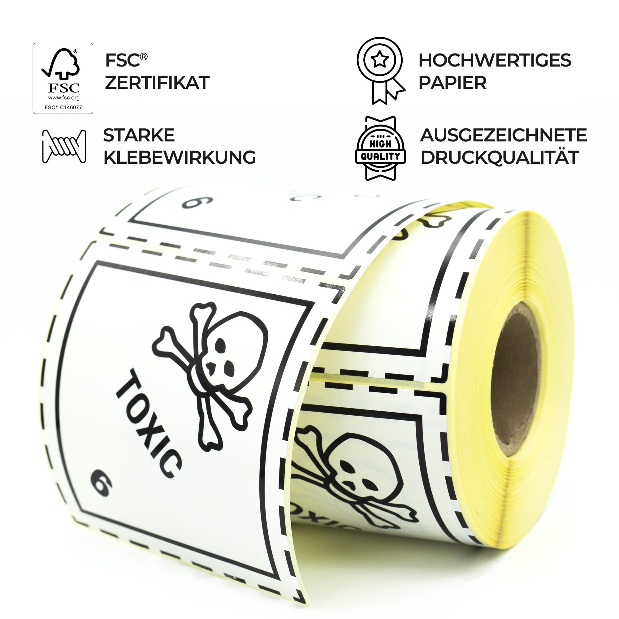 Lot de 500 étiquettes pour produits dangereux - Classe 6 ADR - 100 x 100 mm