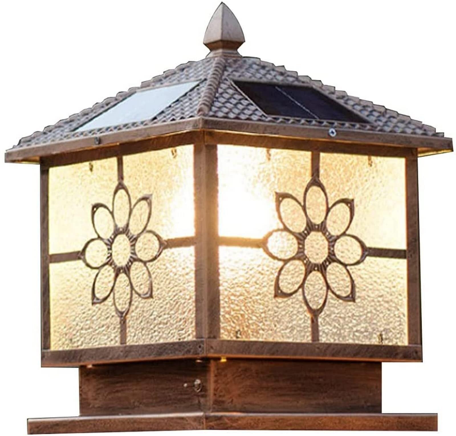 GeRRiT Garden Post Light Solar Waterproof Garden Decor Outdoor Fence Column Lamp Warm White LED Pillar Lamps Deck