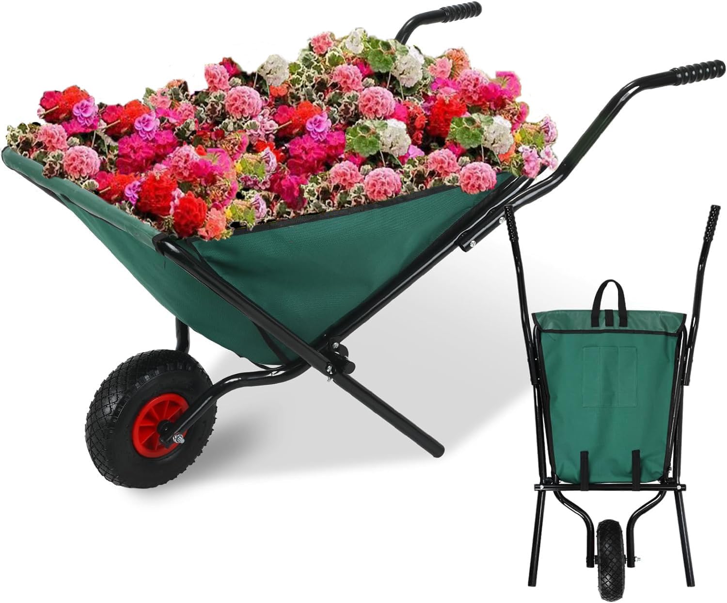 176lbs Folding Wagon Folding Yard Garden Gardening Heavy Duty Oxford Fabric Lawn Leaf Garden Supplies 10 Inch Tire-image-12