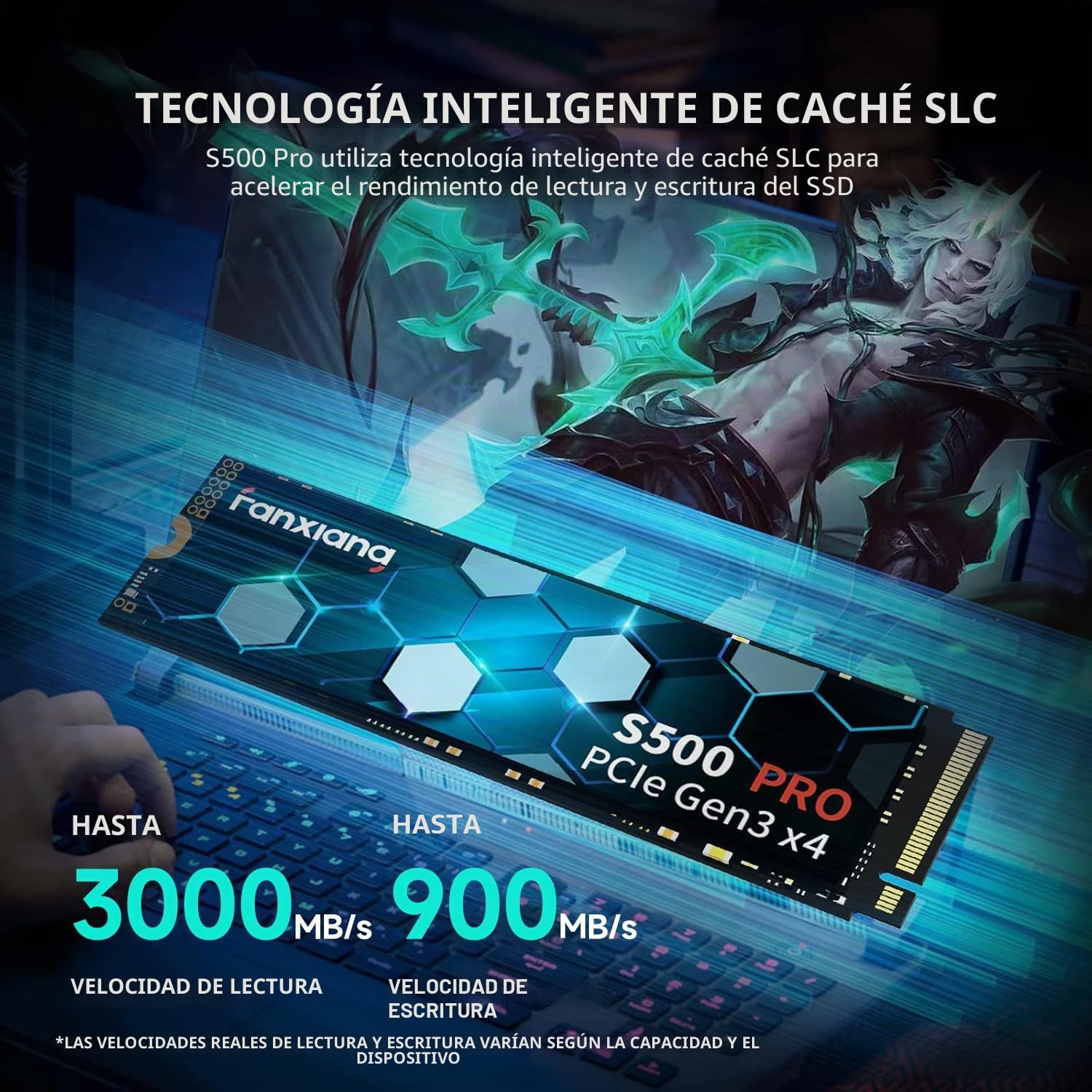 内蔵型SSD fanxiang S500Pro NVMe SSD 256GB M.2 2280 fanxiang SSD M.2- SSD 256GB NVMe PCIe Gen3x4 2280, hasta 3000 MB/s